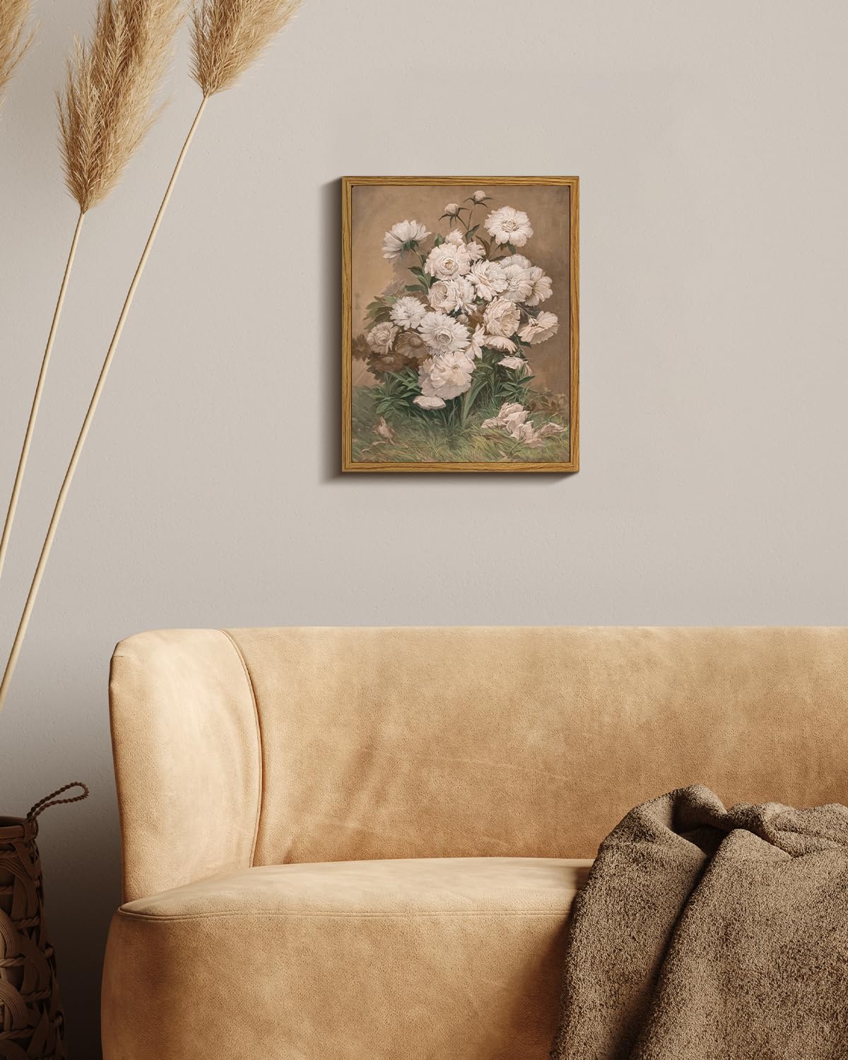 Arpeotcy Framed Canvas Wall Art Decor, 8X10Inch, Farmhouse Peonies Flower Kitchen Wall Decor, Rustic Art Prints For Home Decor A