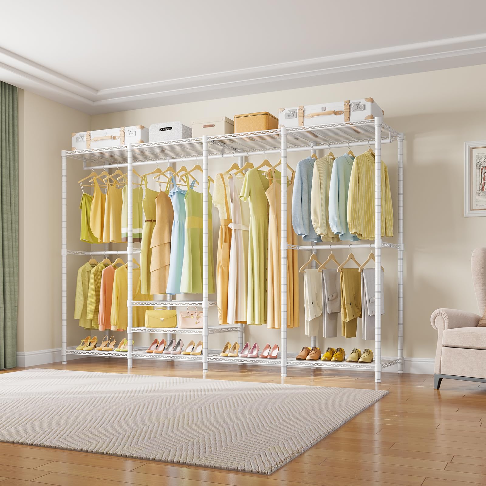 VIPEK V40 Plus Heavy Duty Clothes Rack, Extra Large Freestanding Wardrobe Organizer, Carbon Steel, Max Load 1300lbs, White