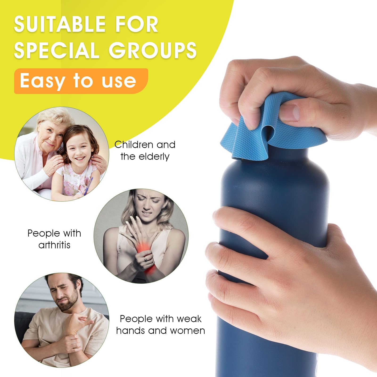 4Pcs Jar Opener Gripper Pads, Reusable Bottle Opener Rubber Jar Gripper For Arthritic Weak Hands Multi-Function Lid Opener Fit F