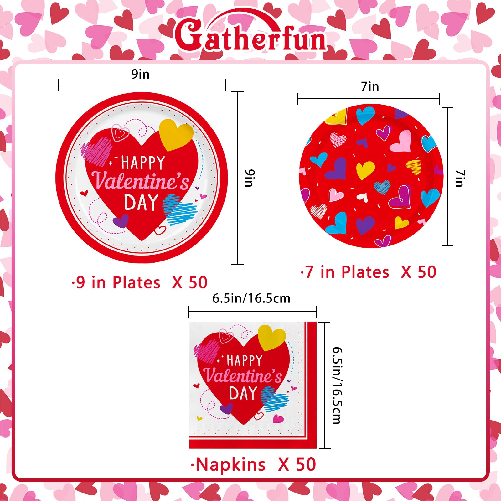 Valentine'S Day Party Supplies Set For 50 - Elegant Disposable Paper Plates And Napkins Valentine'S Day Party Decorations