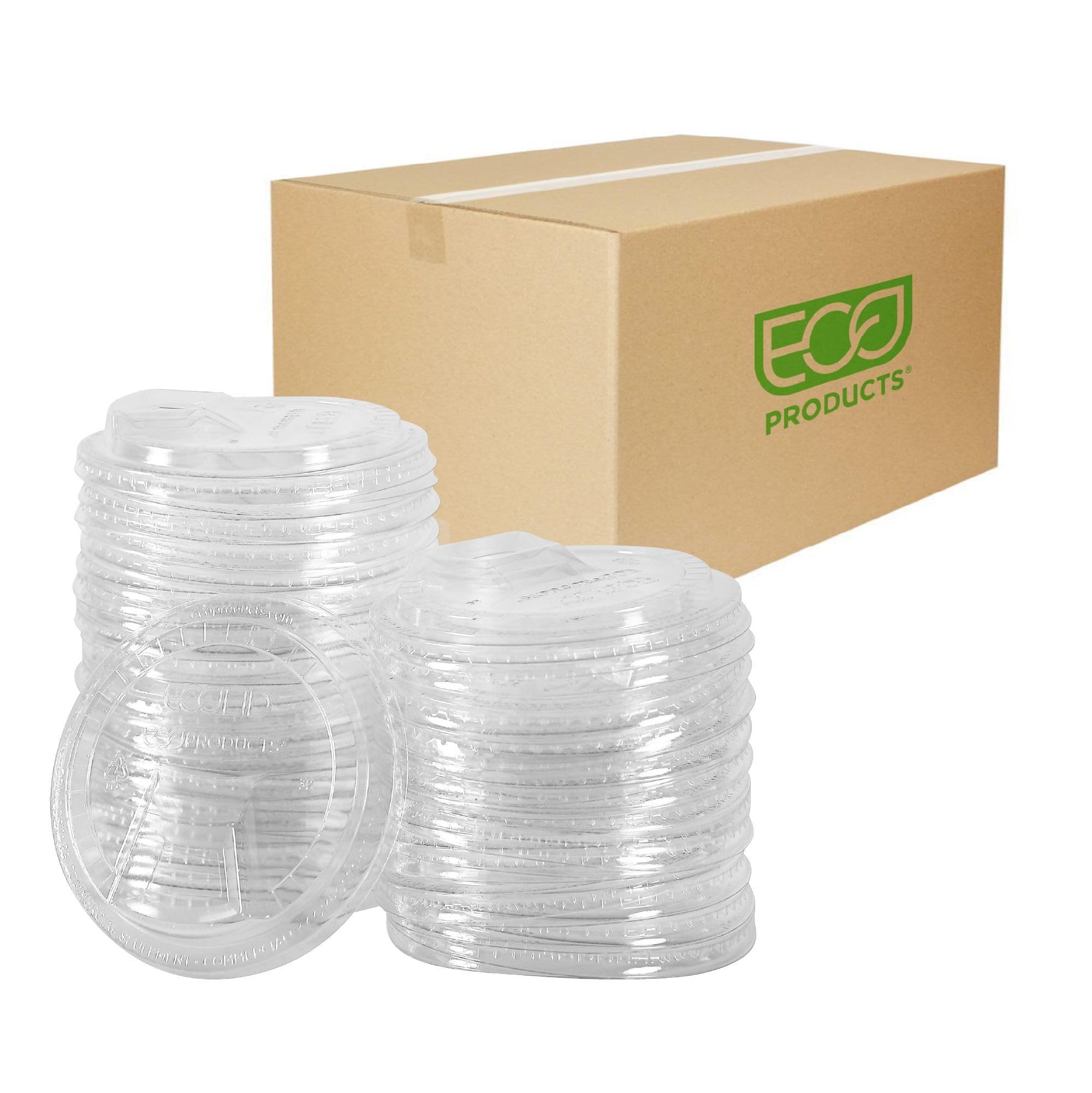 EcoProducts GreenStripe Compostable Plastic Cup Sip Lids, Case of 1000, Fits 9oz & 1224oz Cups, Made From PLA Renewable Plant 
