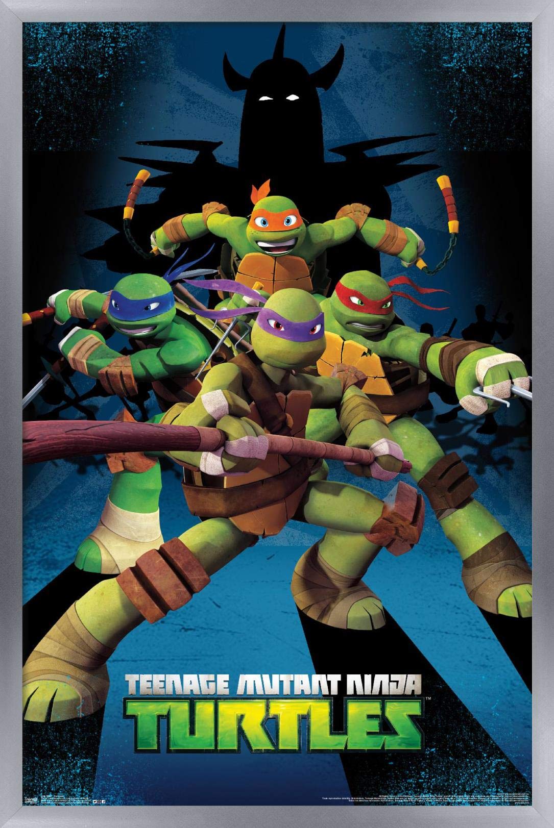 Trends International Nickelodeon Teenage Mutant Ninja Turtles - Assemble Wall Poster, 14.725'' X 22.375'', Silver Framed Version