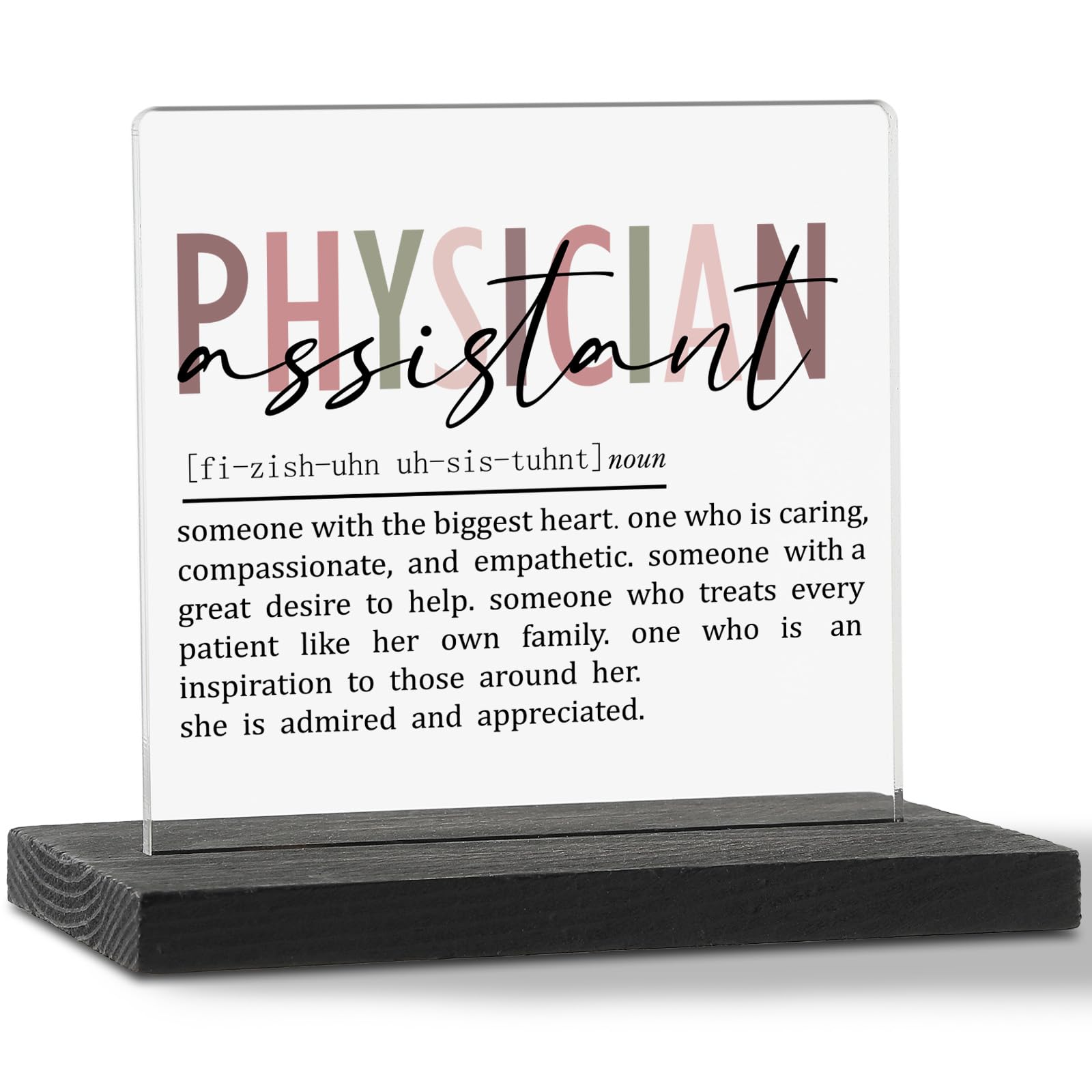 Physician Assistant Appreciation Gifts for Women Men Clear Desk Decor Signs, Physician Assistant Day Gifts for PA Graduation Fut