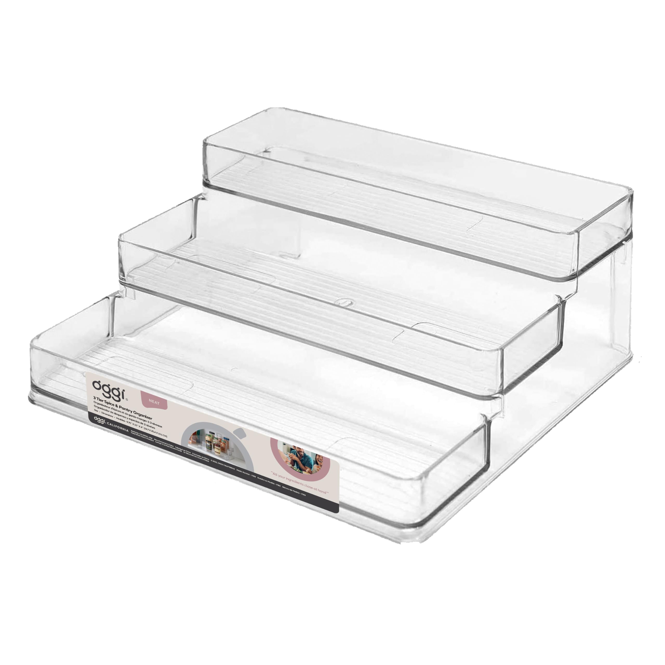 Oggi 3 Tier Spice Organizer & Pantry Storage- For Shelf, Kitchen Cabinet, Spice Rack, Pantry Organization And Storage, Clear She