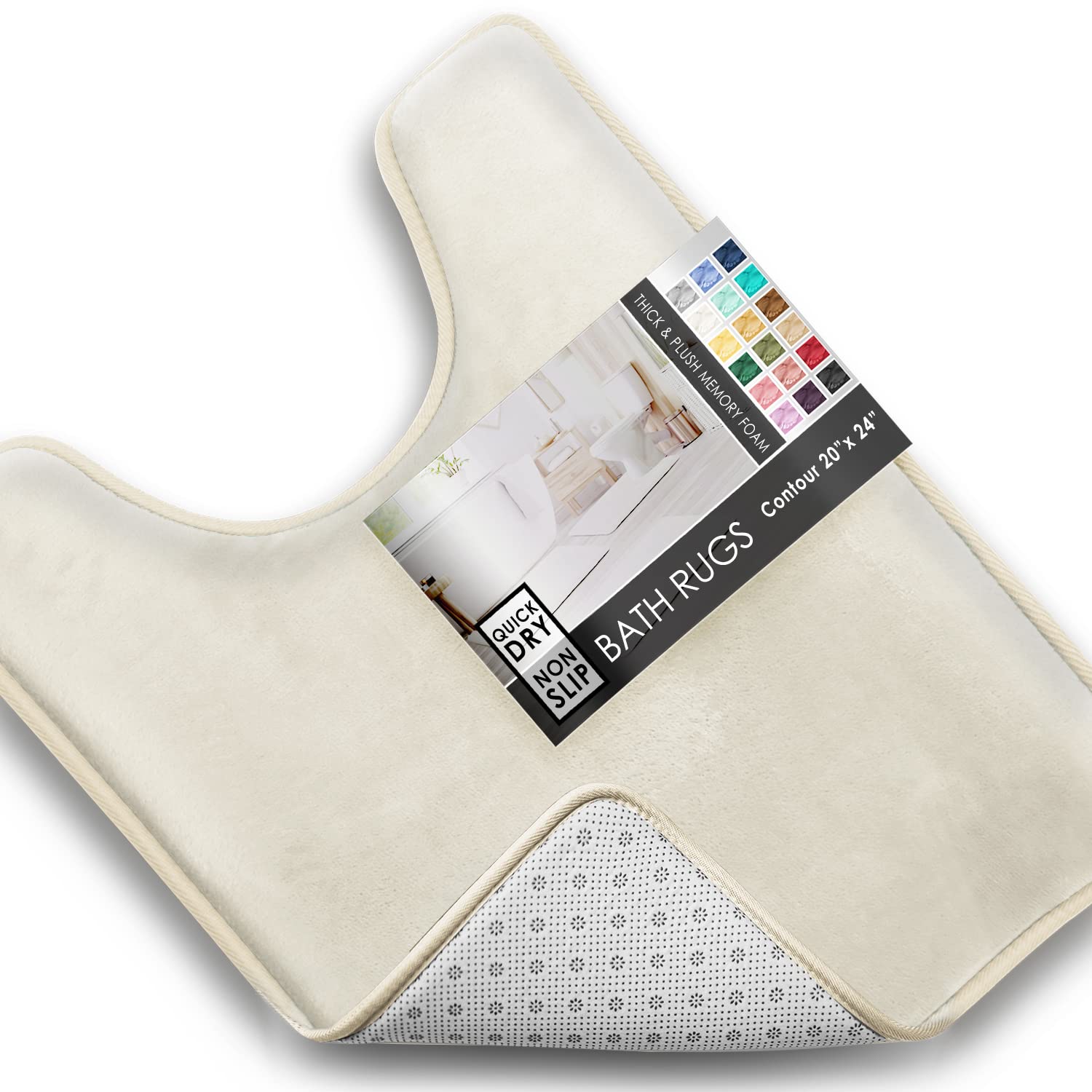 Clara Clark Bathroom Rugs, Velvet Memory Foam Bath Mat, Non-Slip, Machine Washable Bath Rugs - Dries Quickly, Ultra Soft Plush B