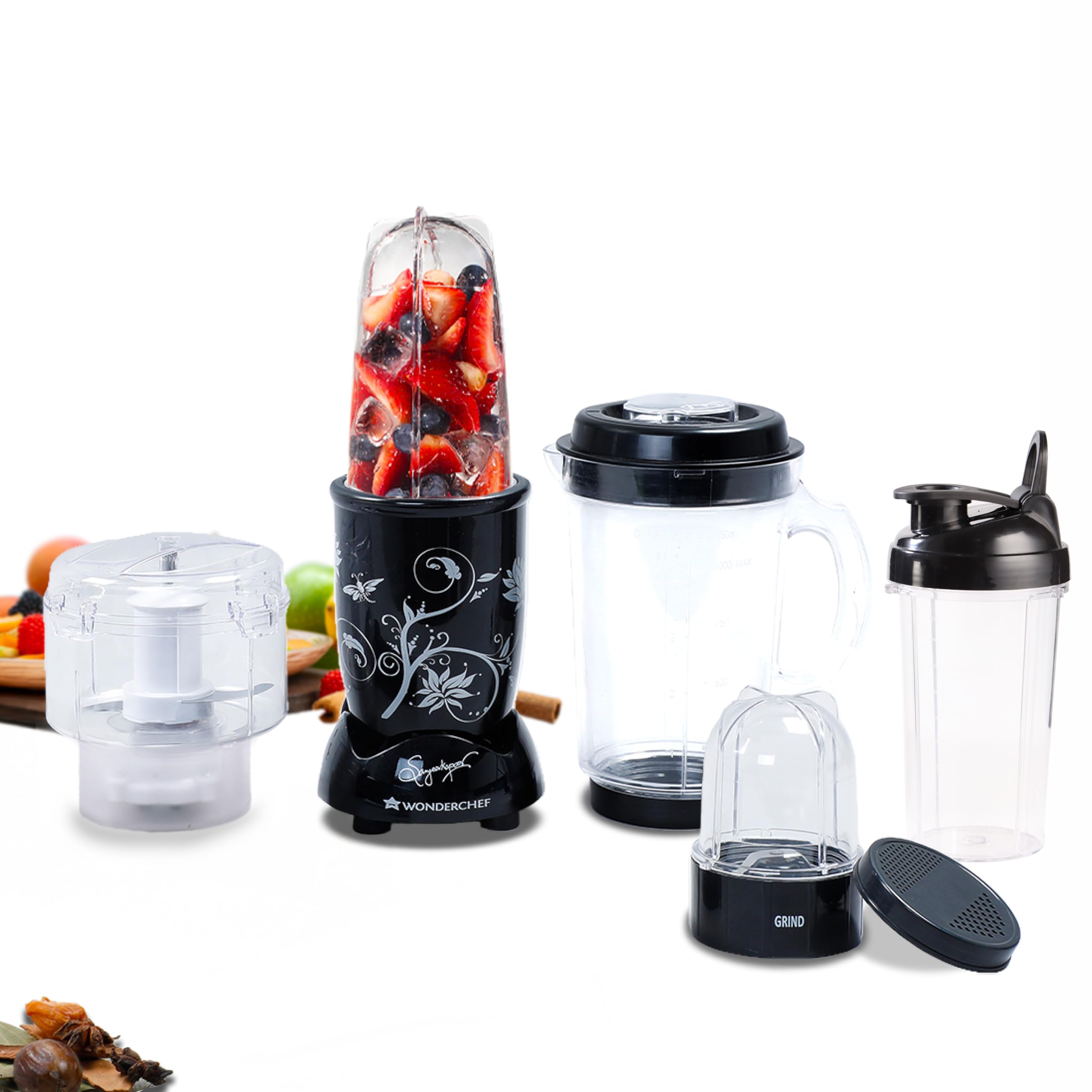 Wonderchef NutriBlend Juicer, Mixer, Grinder| 500 Watts 100% Full Copper Motor| Complete Kitchen Machine|4 Unbreakable Jars|2 Y