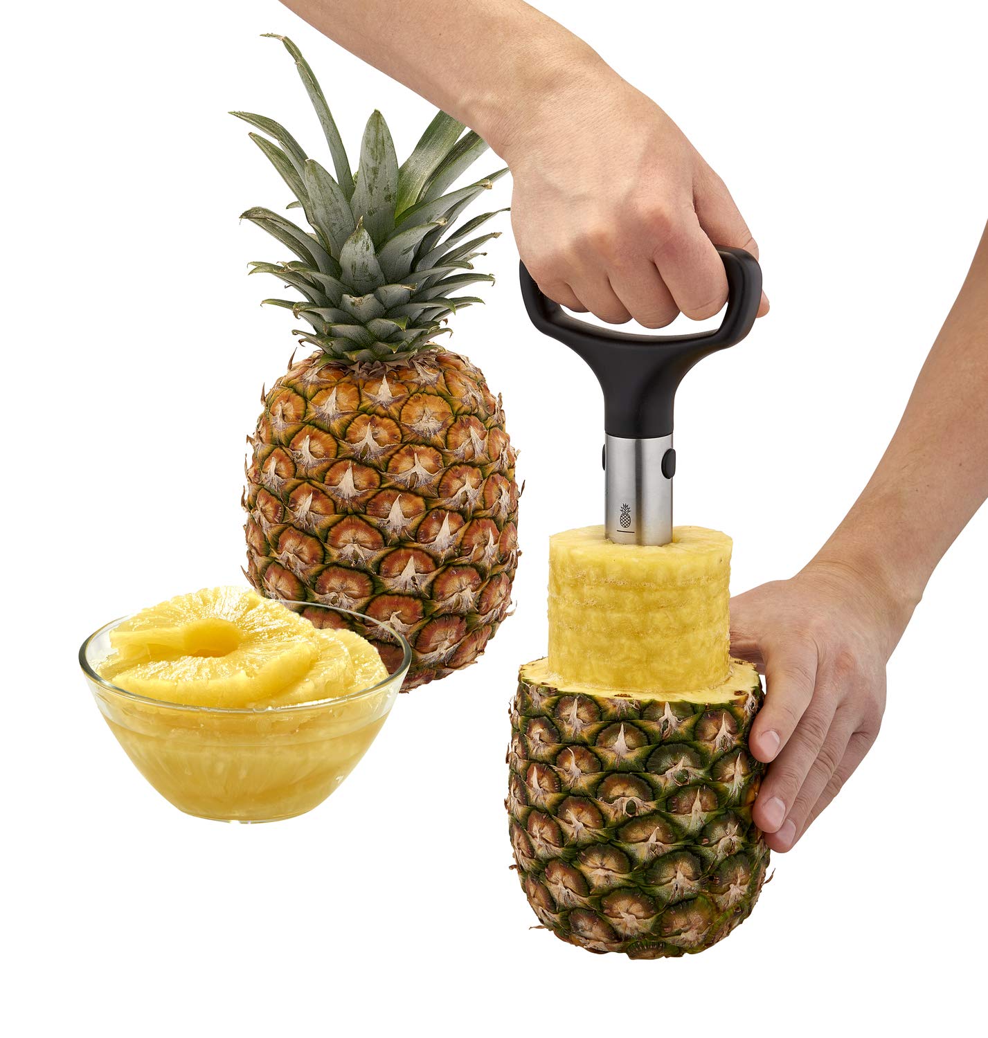 Rsle Pineapple Cutter Pro, 10.6 In. - Pineapple Corer And Slicer With Grip Handle And Measurement Markings