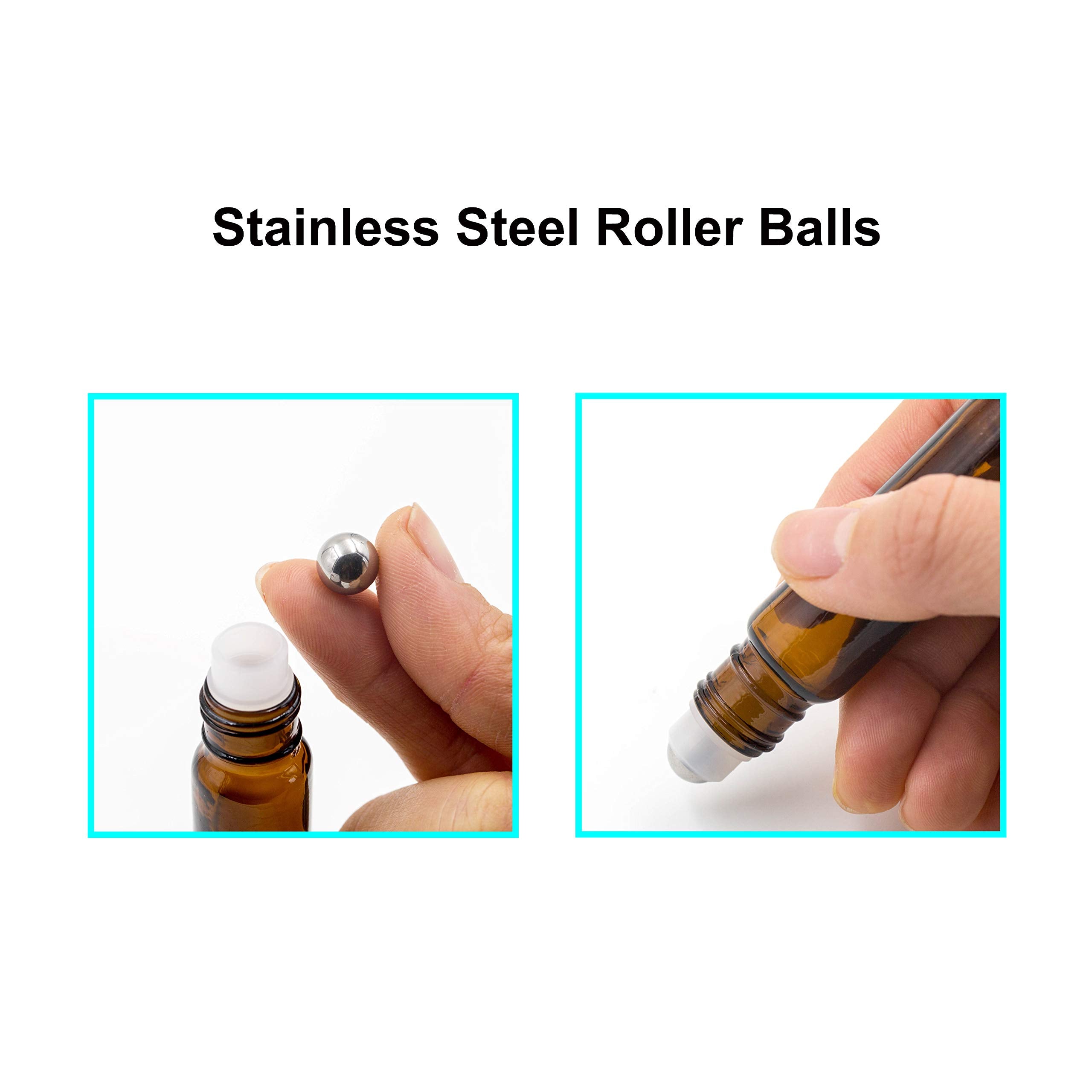 Youngever 20 Pack Essential Oil Roller Bottles With Stainless Steel Roller Balls, Opener, 2 Clear Transfer Pipettes, Stainless S