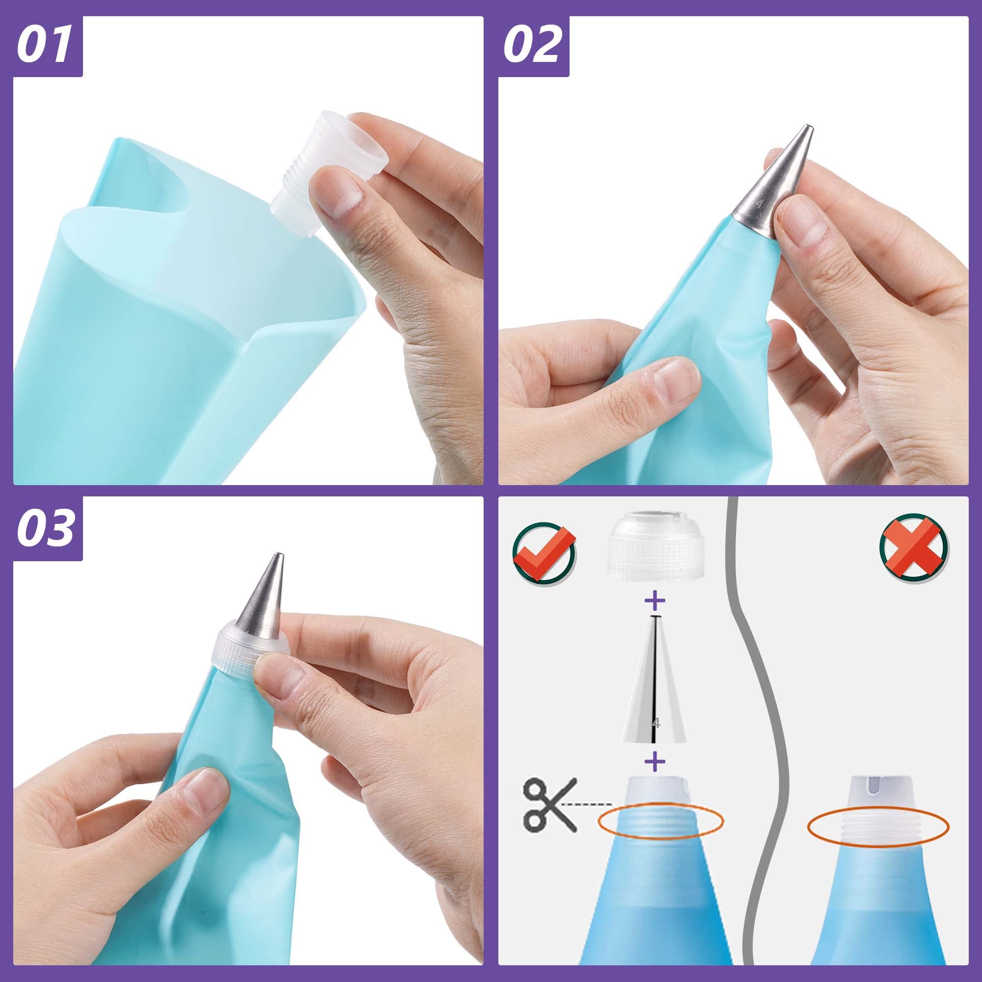 GOOTRADES 7 Pcs-Set Cake Decorating Tips (5 Writing Tube 1 Coupler 1 Silicone Pastry Bag)