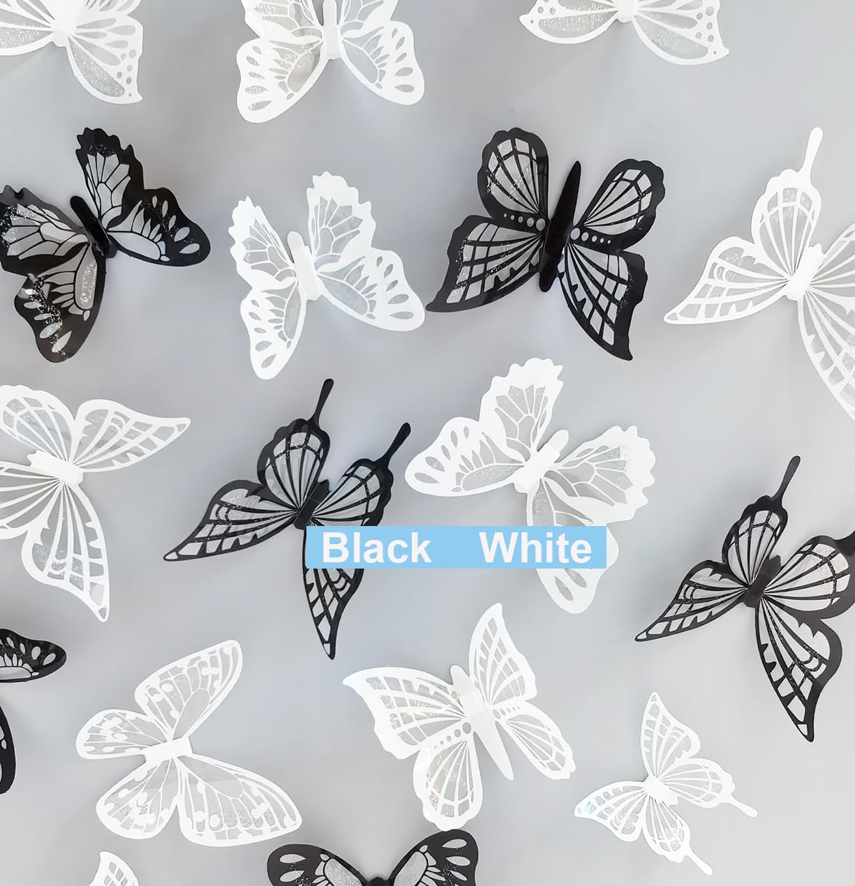 Heansun Butterfly Wall Decor Waterproof Removable Reusable Wings Foldable Plastic Butterflies Wall Stickers For Home Room Bedroo