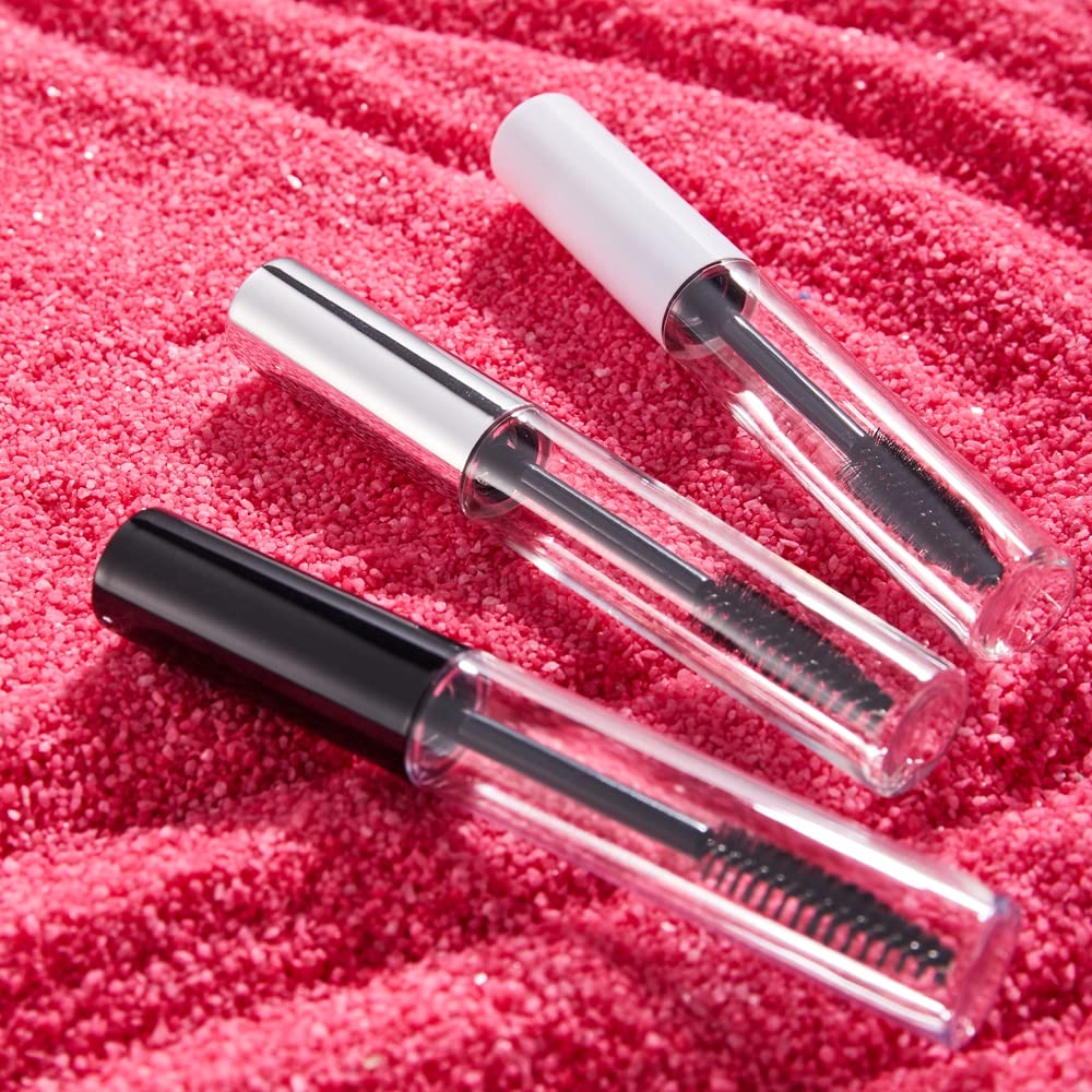 YITOU 4 Pack 10ml Empty Mascara Tubes with Brush Wand, Plastic, Black, Refillable for DIY Cosmetics