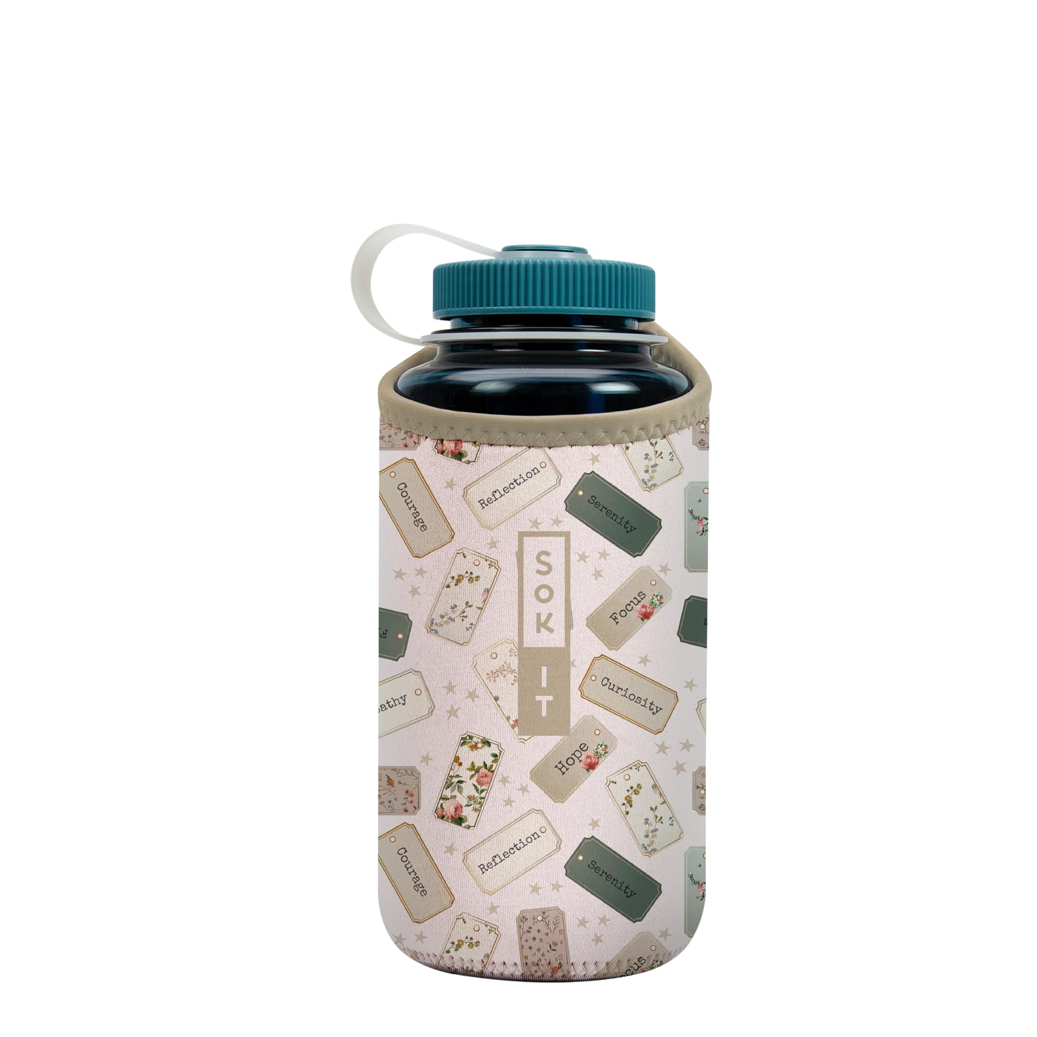 Sok It BotlSok Water Bottle Sleeve Insulated Neoprene Cover (Daily Intentions, Fits 32oz Nalgene)