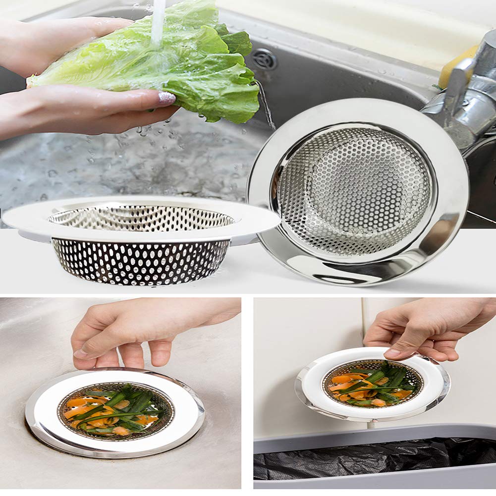 Seatery 2Pcs Kitchen Sink Strainers, Sink Drain Filter, Sink Basket Strainer, 4.5 Inch Stainless Steel Sink Drain Strainer, Food