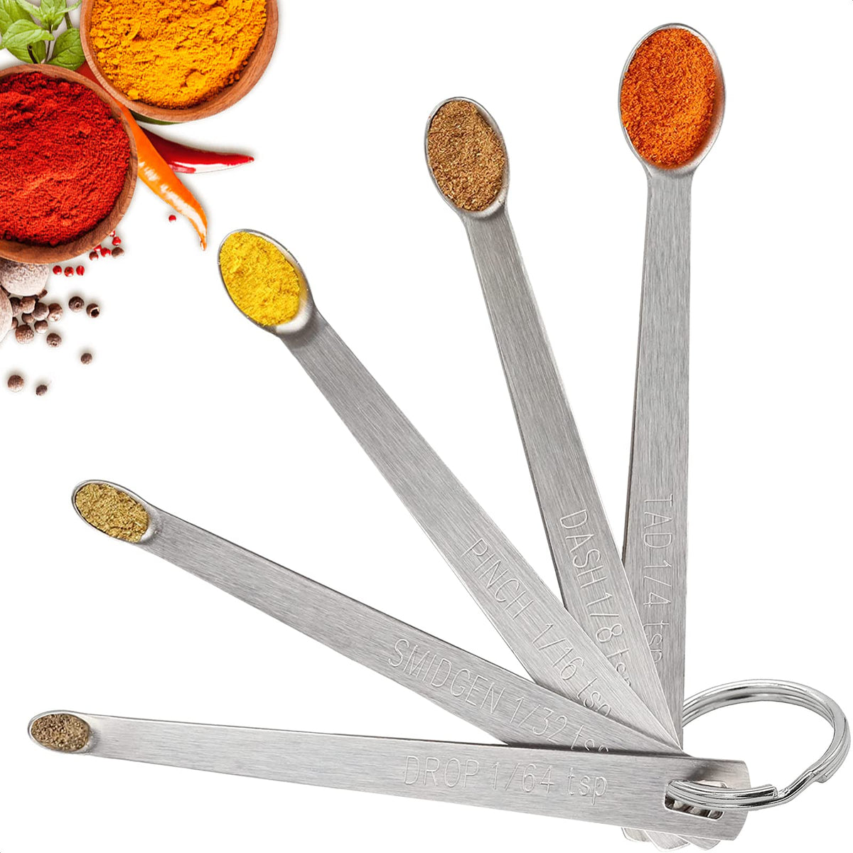 5Pcs Stainless Steel Measuring Spoons - Mini Measuring Spoons Set Teaspoon Measuring Spoons Stainless Steel Coffee Measuring Spo