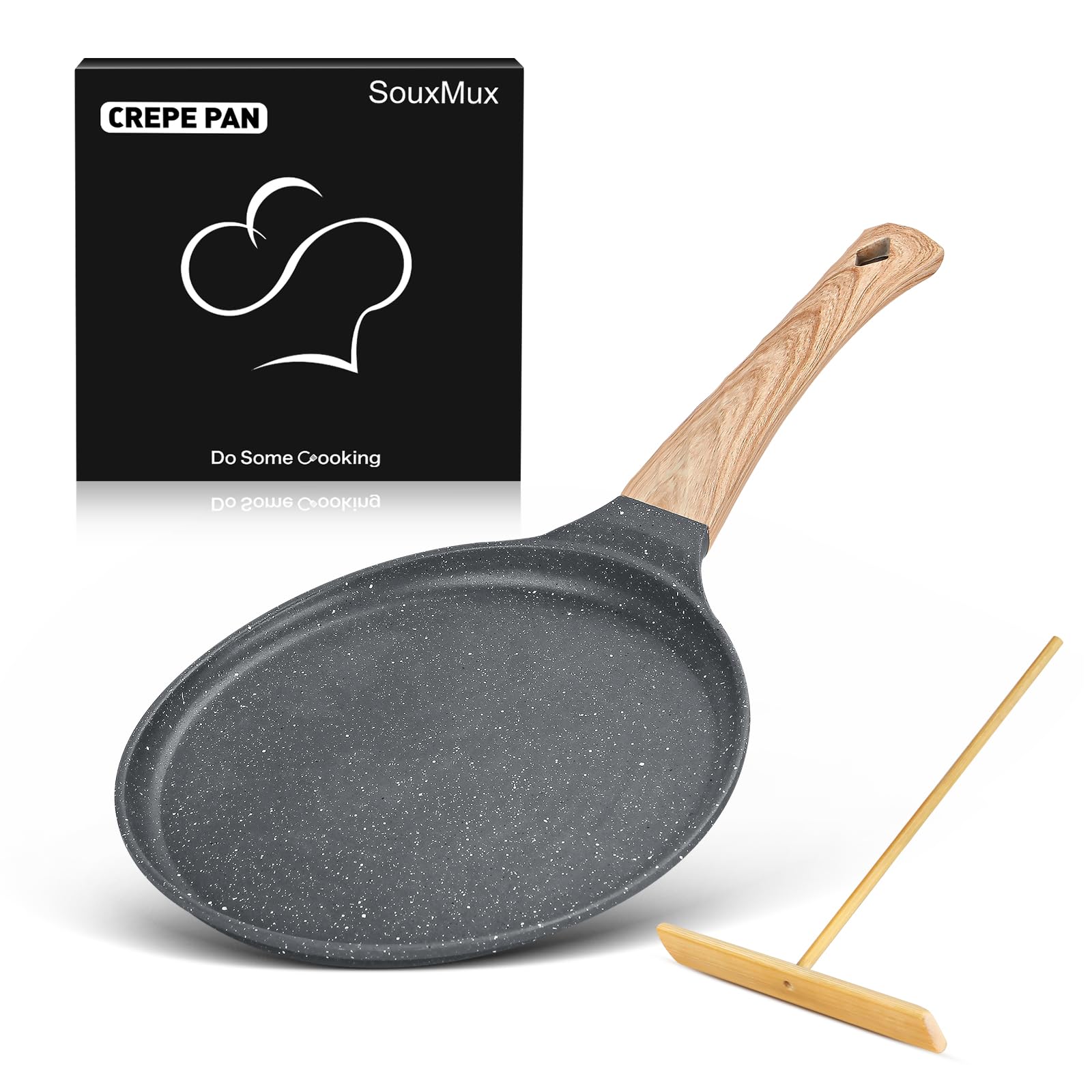 SouxMux 8 Crepe Pan with Spreader, Ceramic Nonstick, Induction Ready