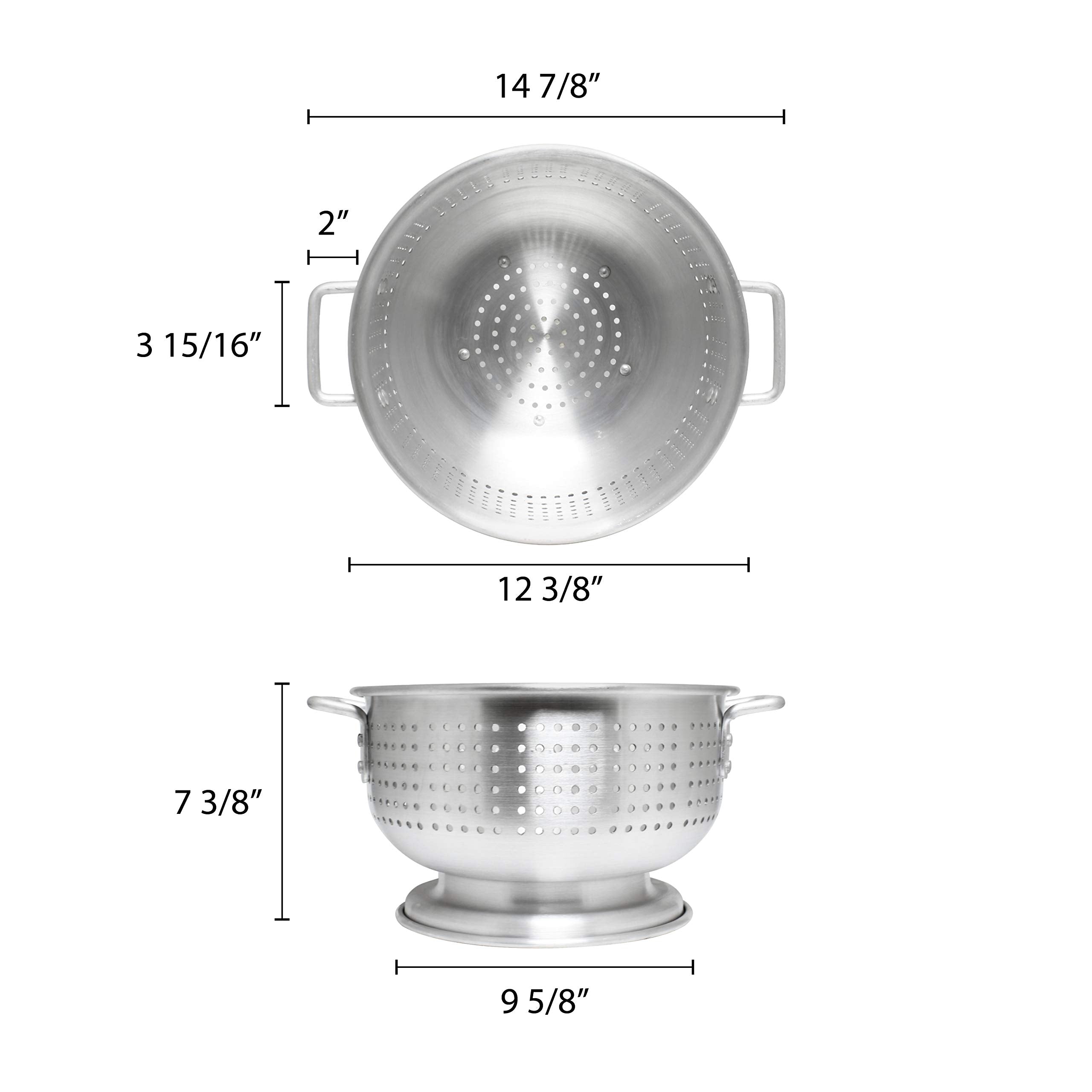 Thunder Group , 8 Quart Heavy Duty Aluminum Colander, Commercial Pasta Strainer