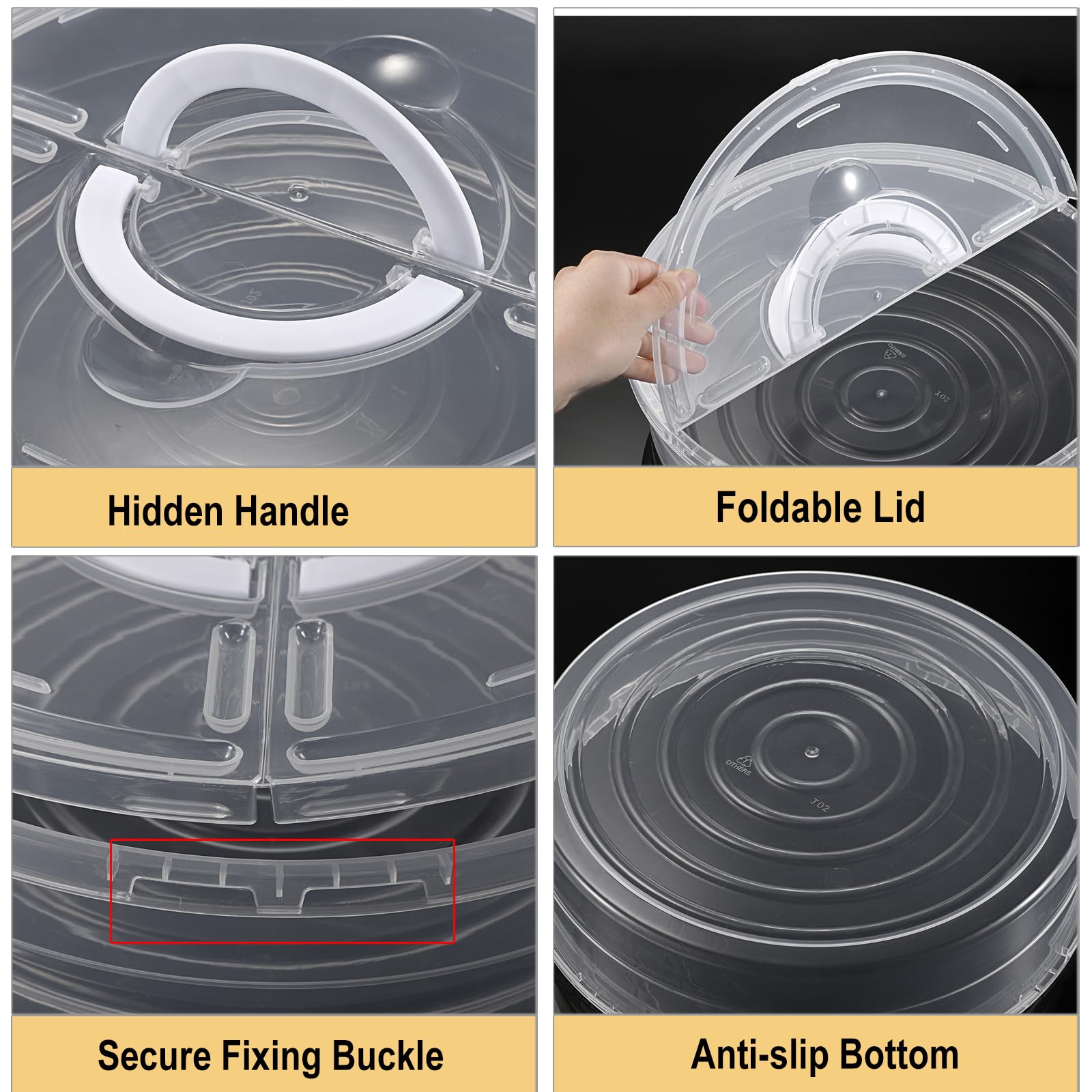 Btsky Clear Plastic Pizza Container With Lid And Handle 12 Inch Round Pie Carrier With Lid Portable Pizza Keeper Reusable Food S