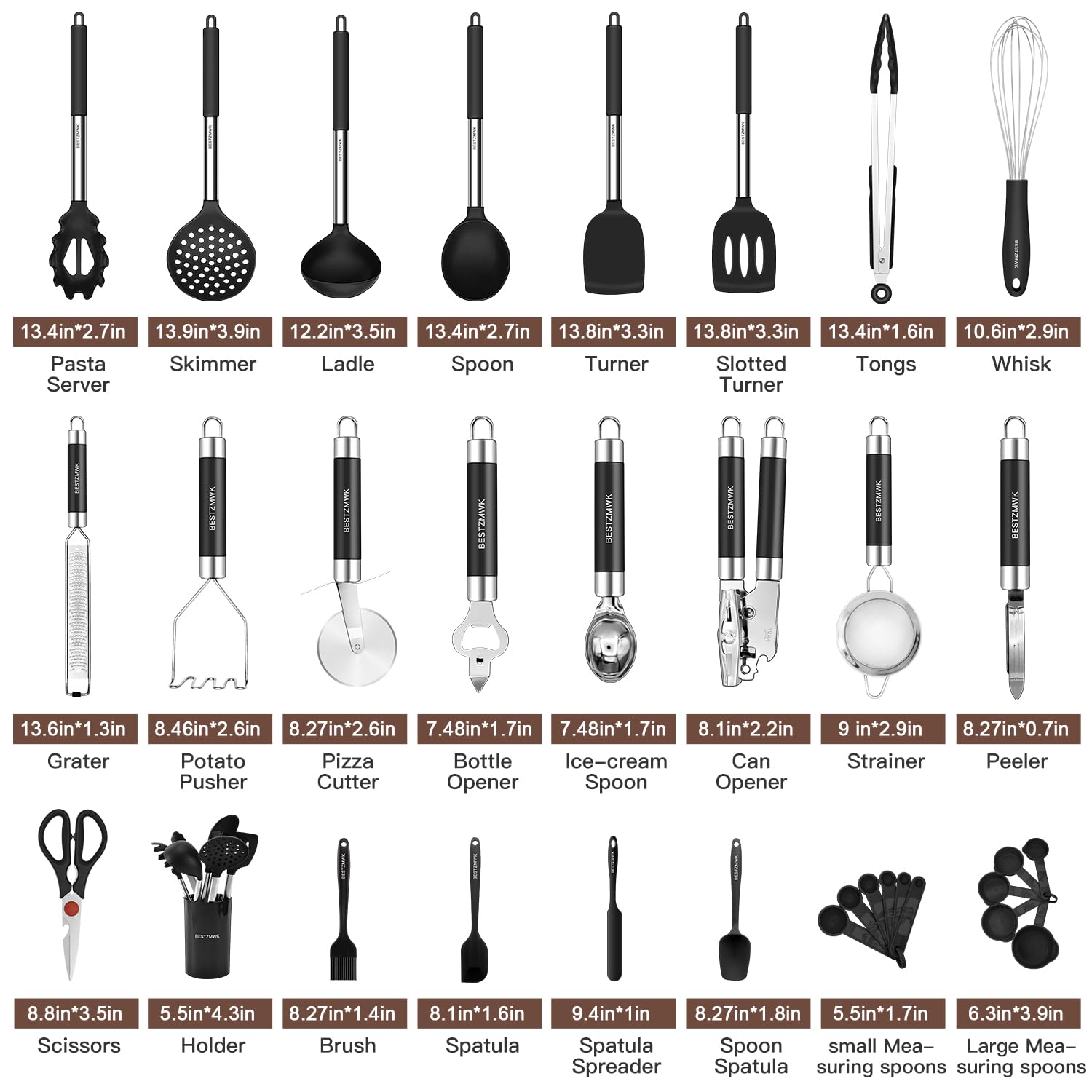 Kitchen Utensils Set-Silicone Cooking Utensils-32 Pcs Non-Stick Silicone Cooking Kitchen Utensils Spatula Set With Holder-Best K