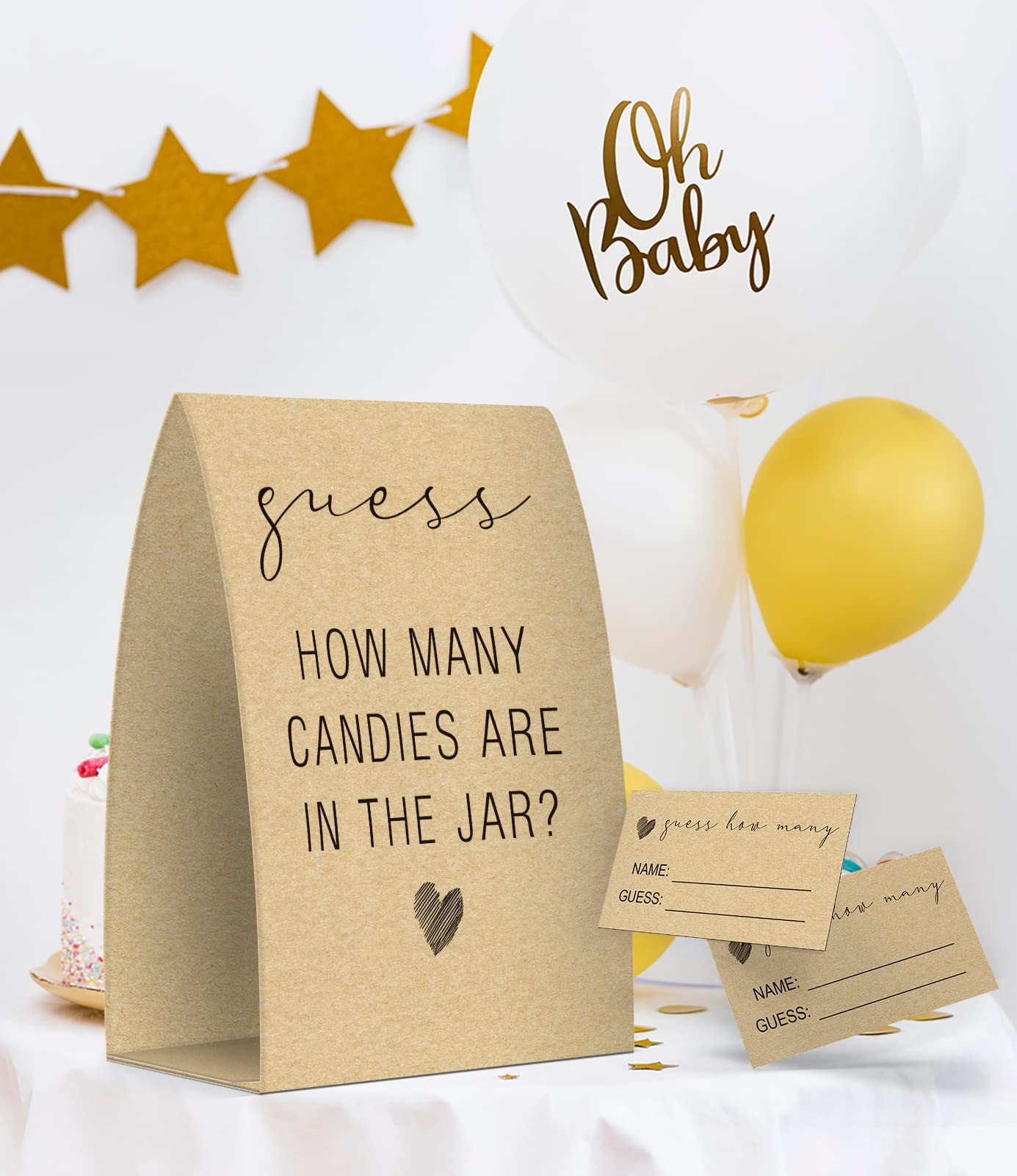 Guess How Many Candies Are In The Jar, Kraft, Baby Shower Games, Baby Shower Decorations - One Sign And 50 Cards(Guess005)