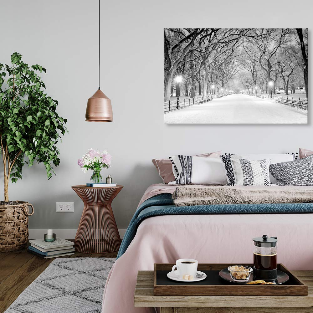 Seven Wall Arts Winter Canvas Wall Art Landscape Painting Snowy Central Park Wall Pictures Giclee Print For Bedroom Living Room