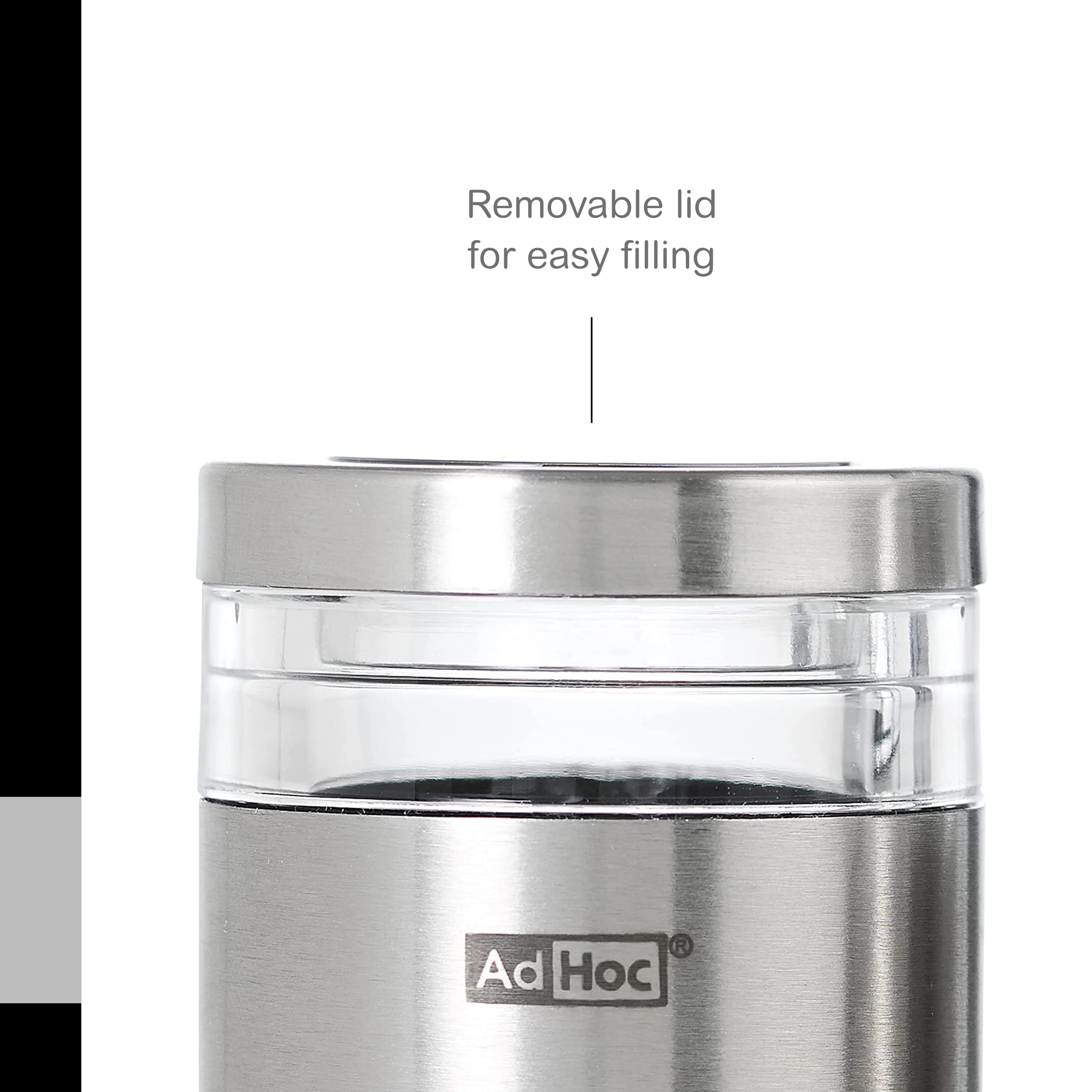 Adhoc Menage Molto Salt And Pepper Mill Gift Set - Salt & Pepper Grinder - Manual Grinder For Kitchens - Mill With Adjustable Gr