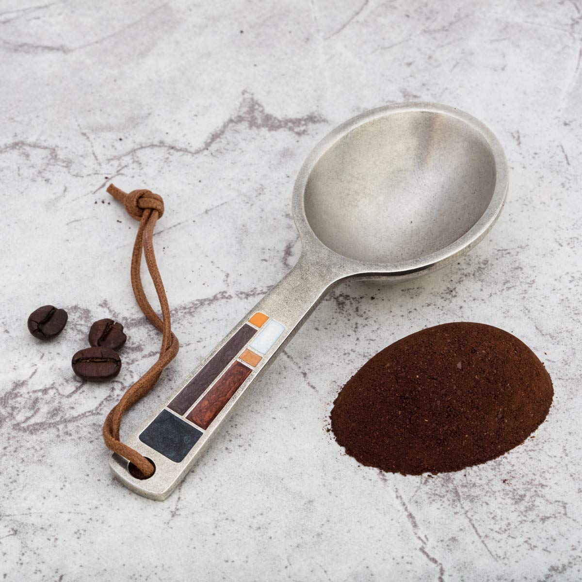 Danforth - Riversong/Mocha Coffee Scoop/Spoon - Handcrafted Pewter Coffee Scoop For Ground Coffee - 5     - Made In Usa