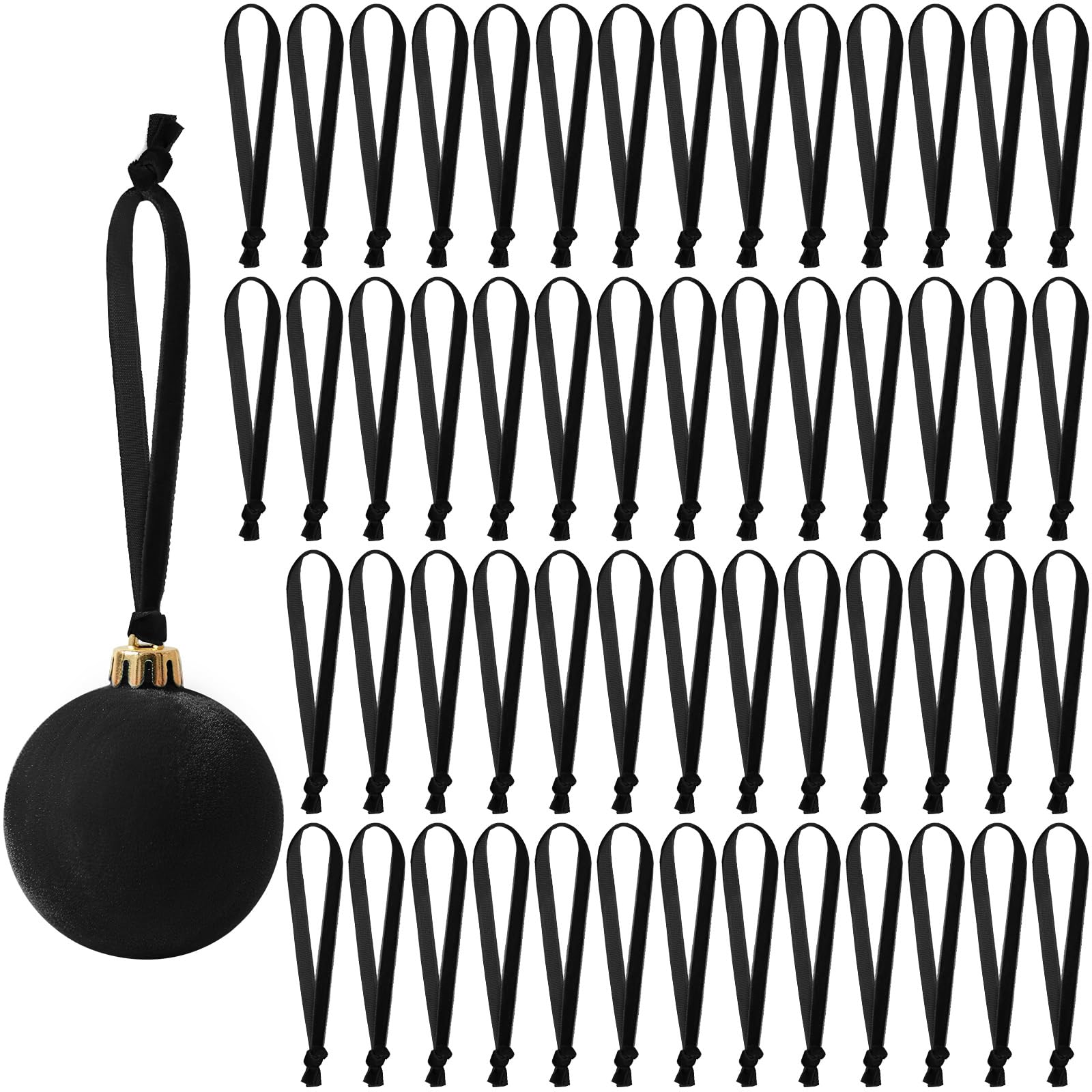 JUNEBRUSHS 120Pcs Velvet Christmas Ornament Ribbon Hangers, Hand Tied Christmas Ornament String Ribbon Loops for Ornament Hangin