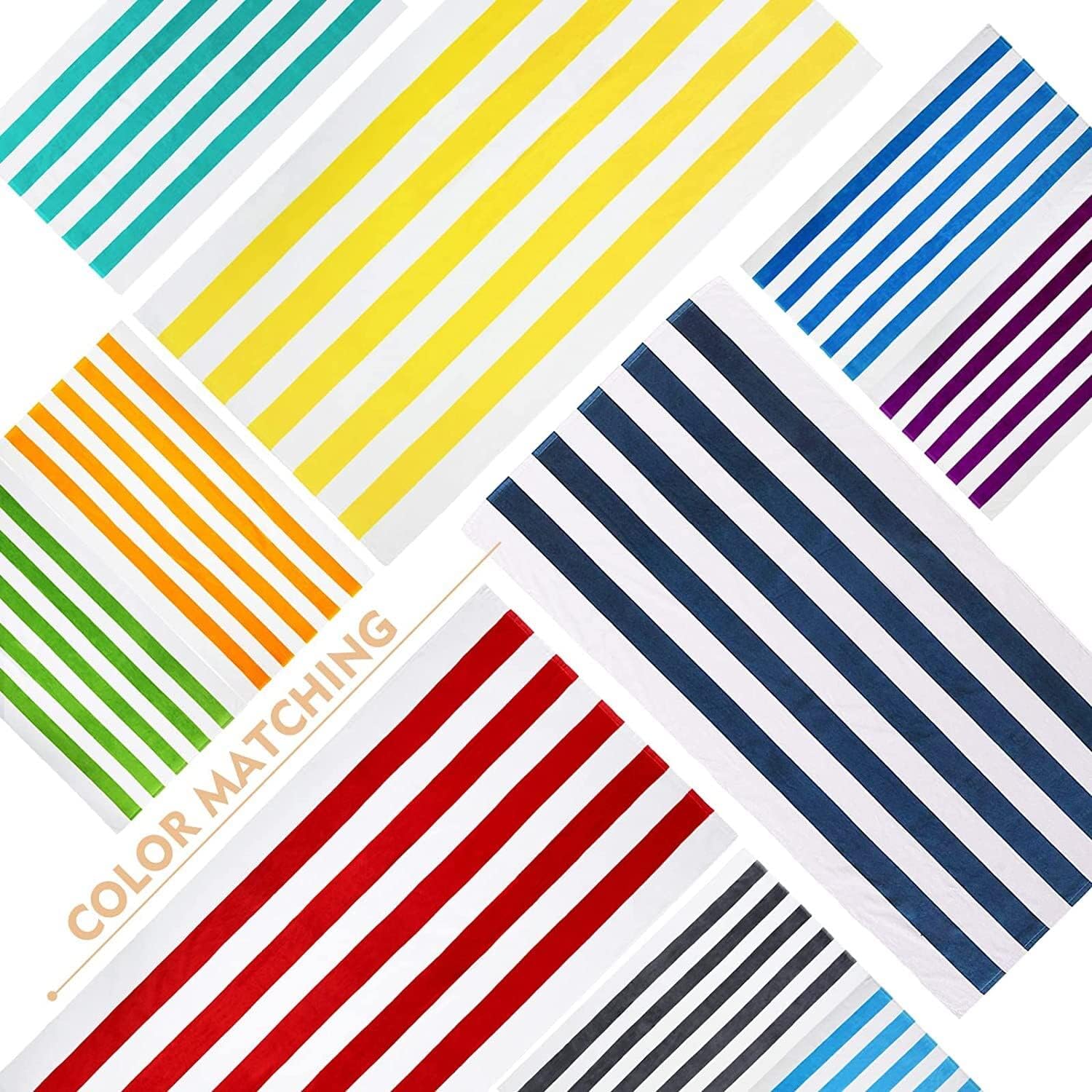 Exclusivo Mezcla 4 Pack 100% Cotton Large Beach Towels (30X60 Inches), Soft Cabana Stripe Thick Beach Towel, Super Absorbent Swi