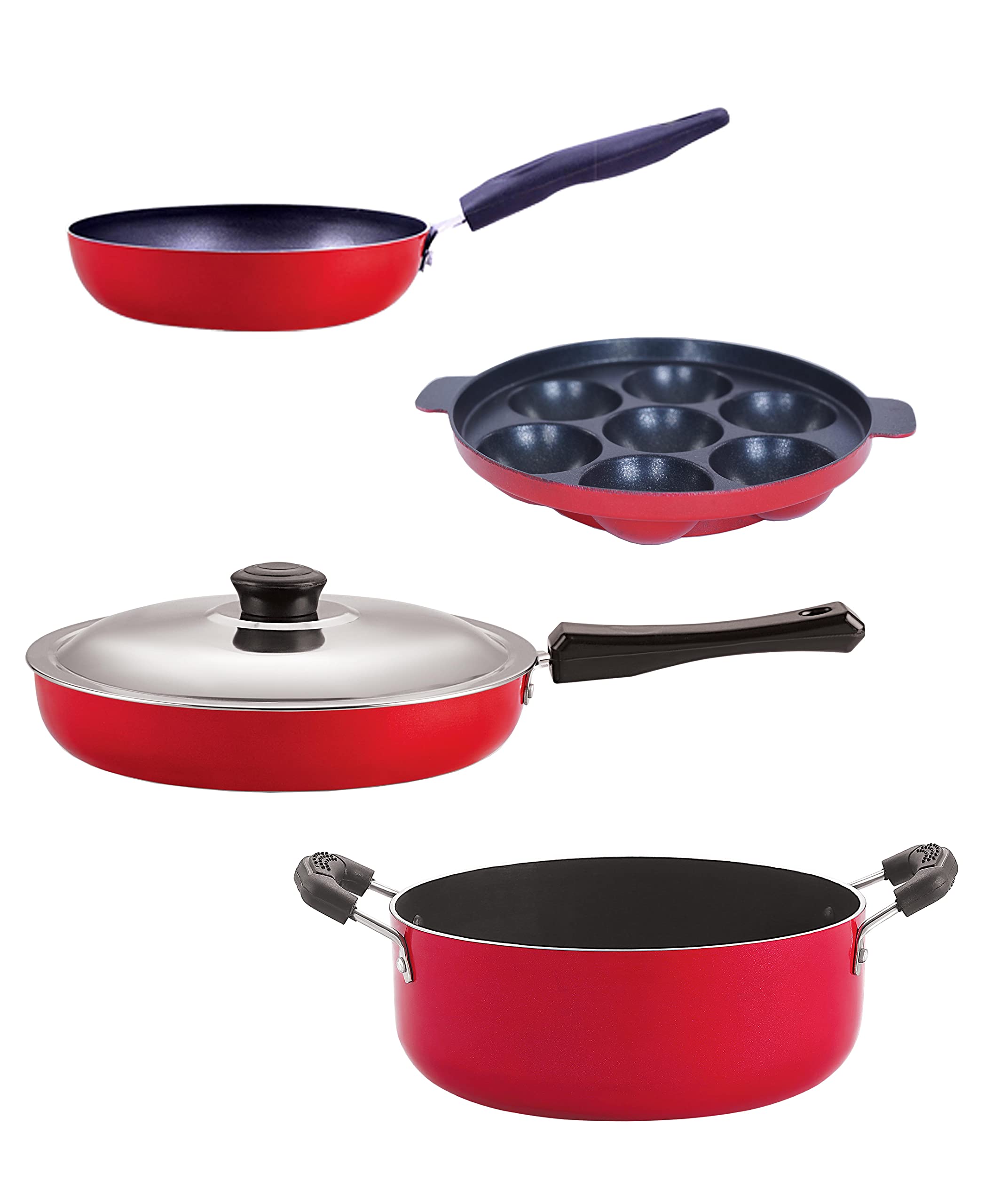 Nirlon Non Stick Cookware Pots And Pans Set Of 4 Pieces (Fp10_Cvg_Ap7_Cs24)