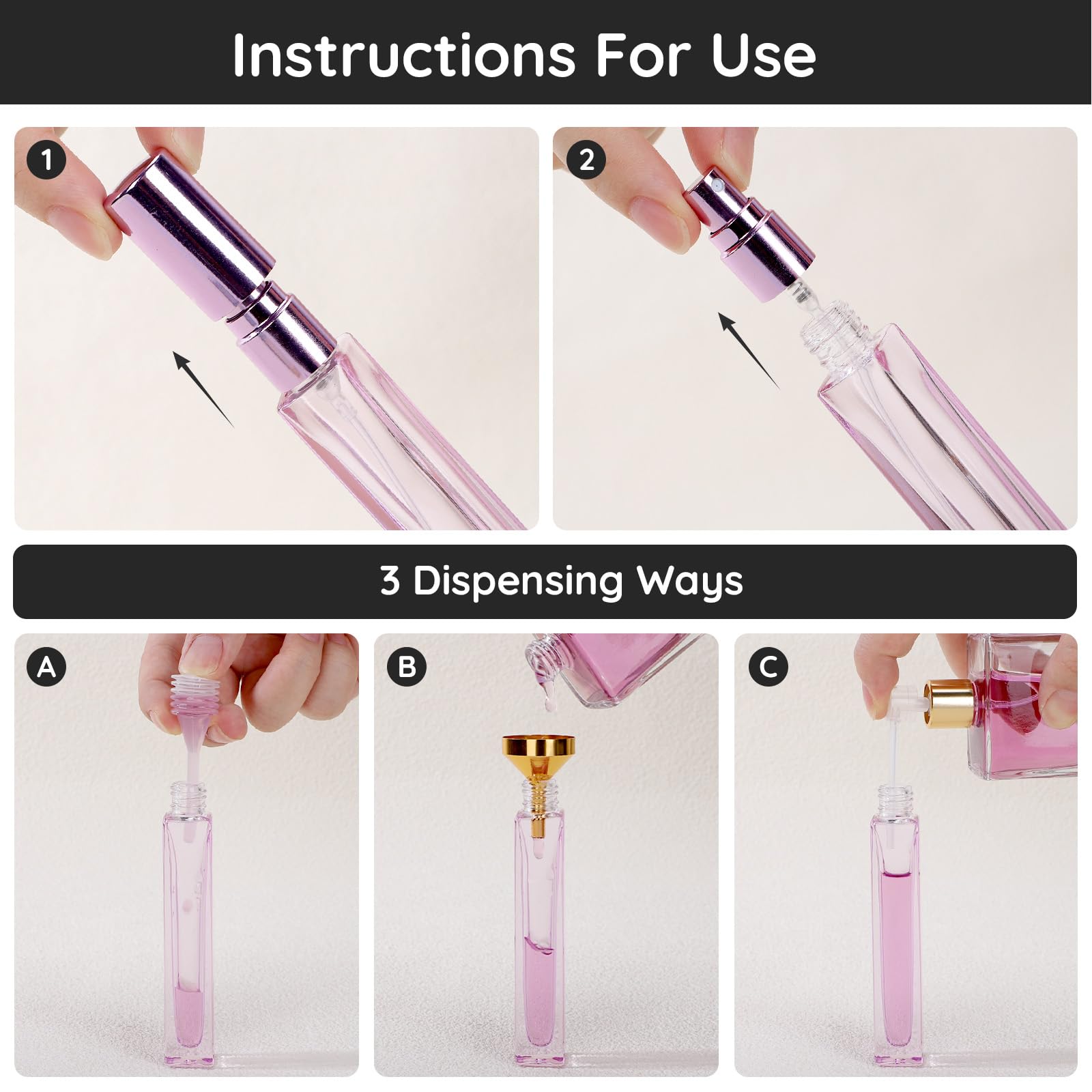 Segbeauty 0.34Oz Refillable Travel Perfume Atomizer Bottle, 10Pcs 10Ml Mini Glass Spray Bottles For Perfume Decanter Kit, Purple