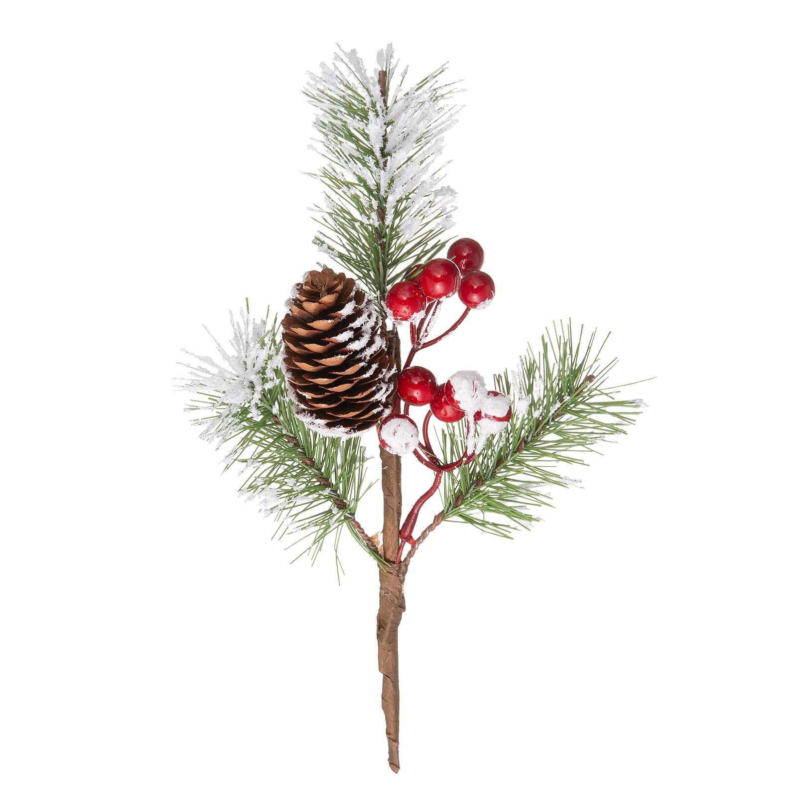 Crafare12-16 Inch Large Artificial Christmas Tree Picks 12 Styles Assorted Holly Picks Stems with Pinecones Leaves for Xmas Tree