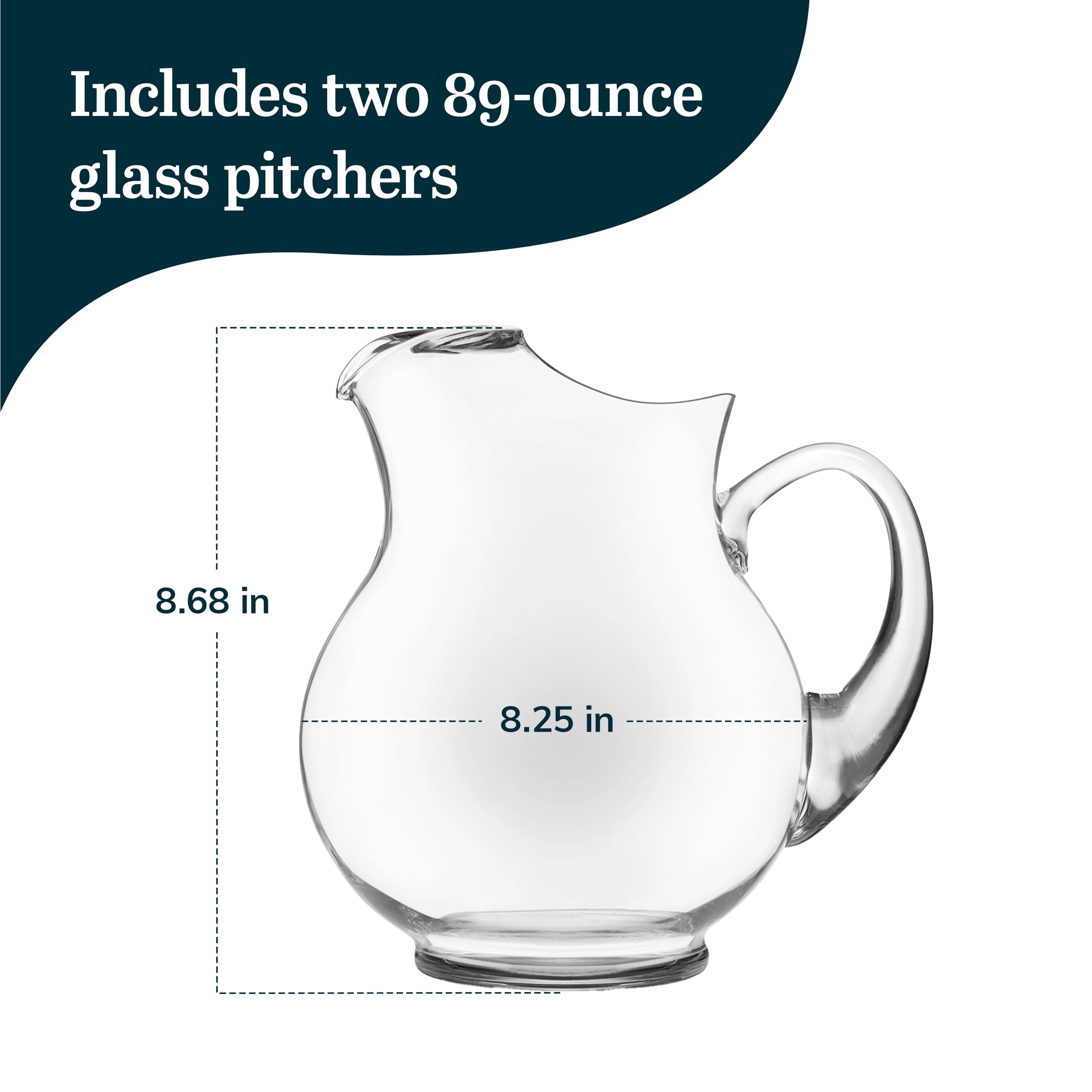 Libbey Acapulco Glass Pitcher Set, 89-ounce, Set of 2