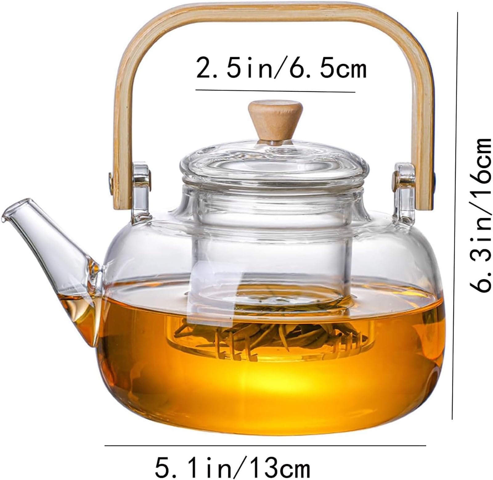 Mozhixue Glass Teapot with Infuser Clear Glass Tea Kettle 900 ml Tea Pot for Stove Top, Loose Tea, Tea Maker Gift,A