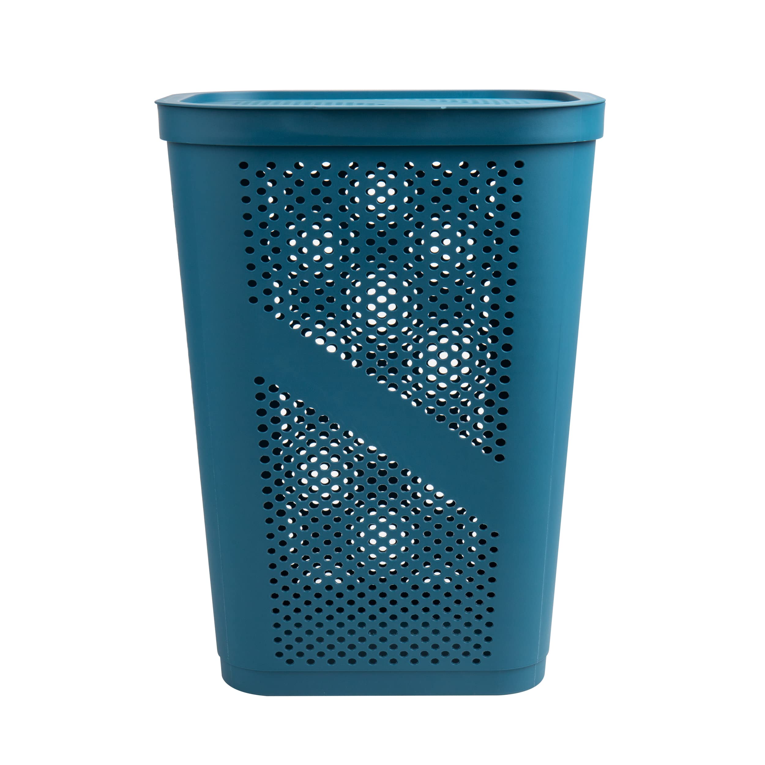 Mind Reader 60L Slim Laundry Hamper, Clothes Basket, Lid, Ventilated, Plastic, Set Of 2, Blue