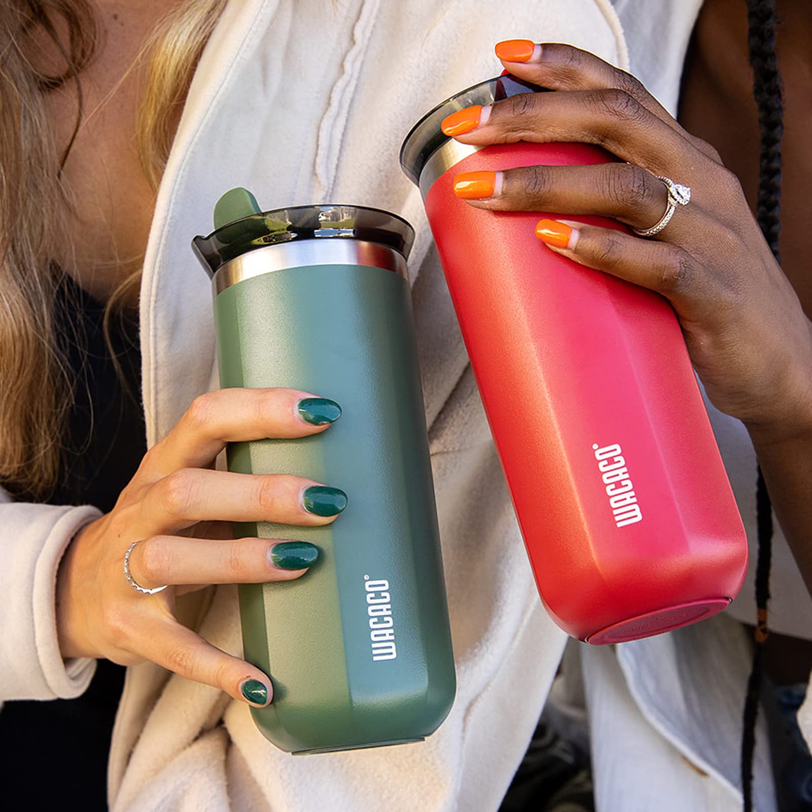 WACACO Octaroma Grande Vacuum Insulated Coffee Mug, 15 fl oz (435ml), Double-wall Stainless Steel Travel Tumbler With Drinking L