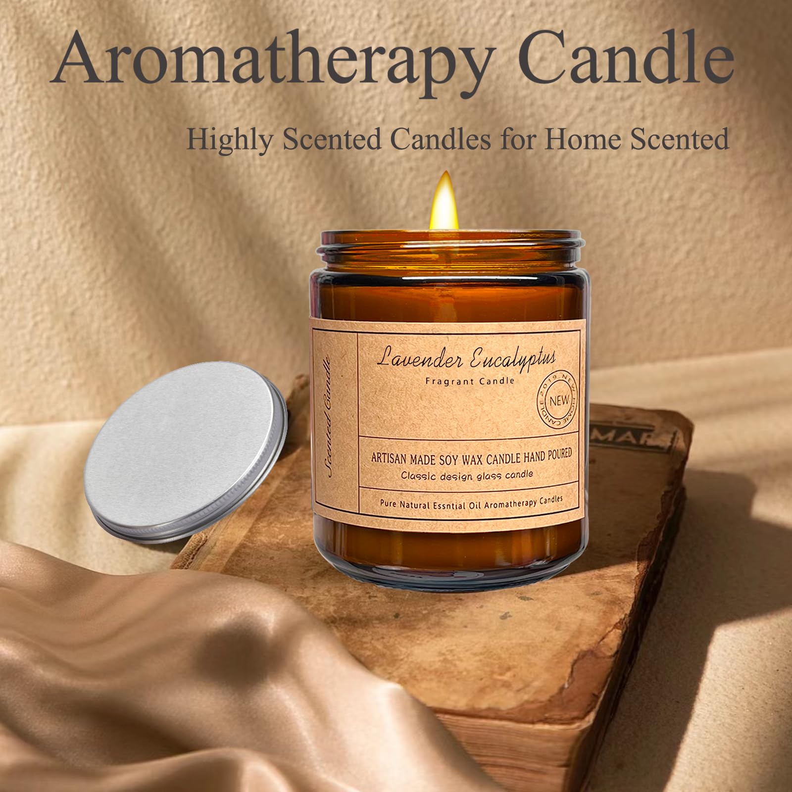 Scented Candles, 7oz Lavender Eucalyptus Candles for Home Scented, Aromatherapy Candle, Soy Wax Candle Gifts for Women, Stress R