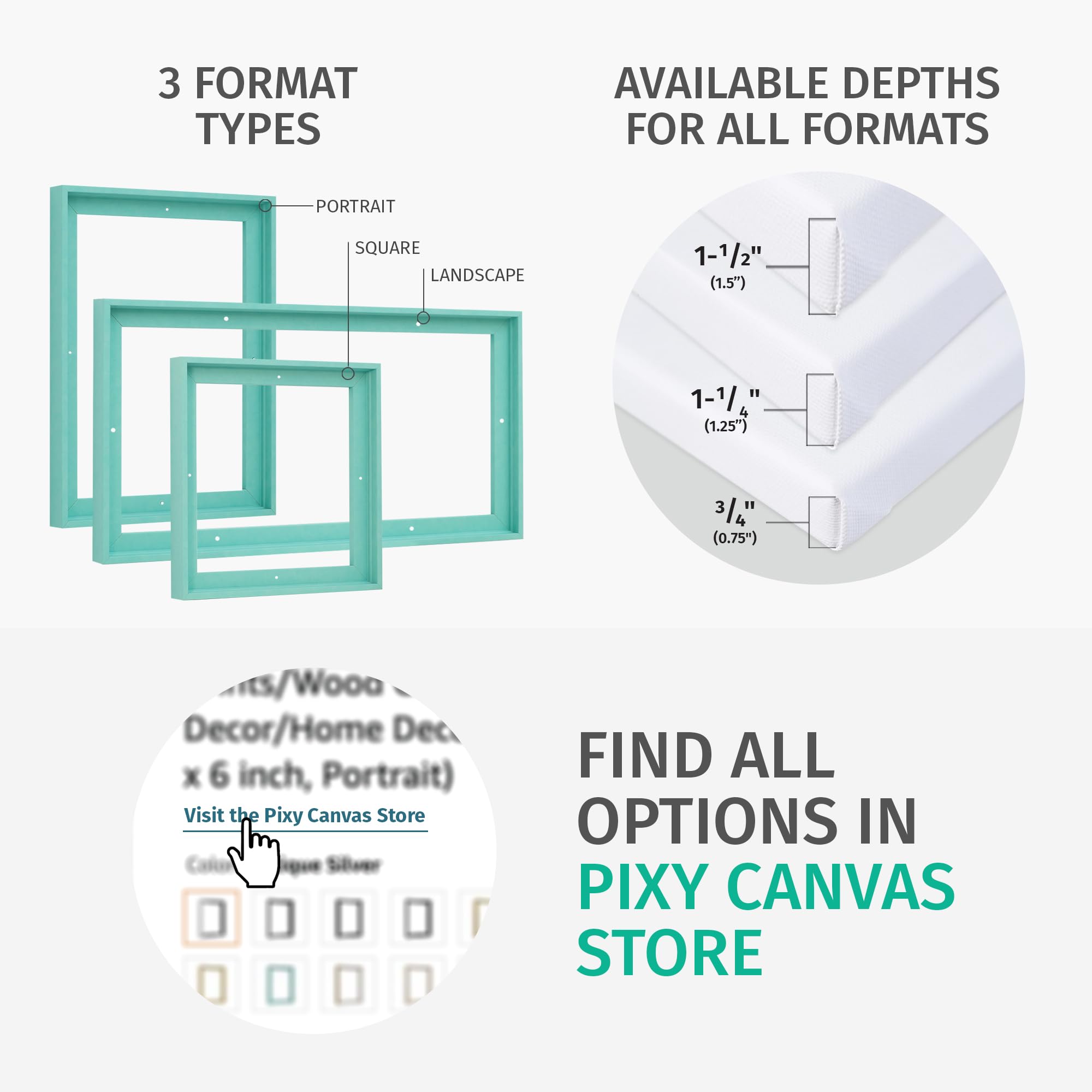 Pixy Canvas Floater Frame 35X35 For 1-1/2 (1.5) Inch Deep Canvas Paintings/Canvas Prints/Wood Canvas Panels/Wall Art/Wall Decor/