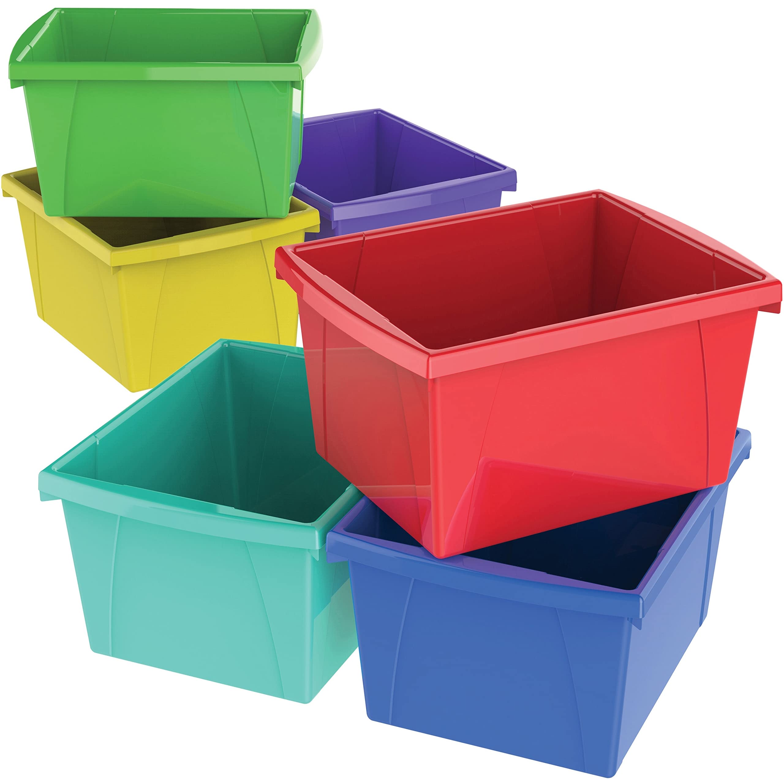 Storex Storage Bin, Single Unit, 10 X 12 5/8 X 7 3/4, 4 Gallon, Assorted Color, Plastic (61514U06C)