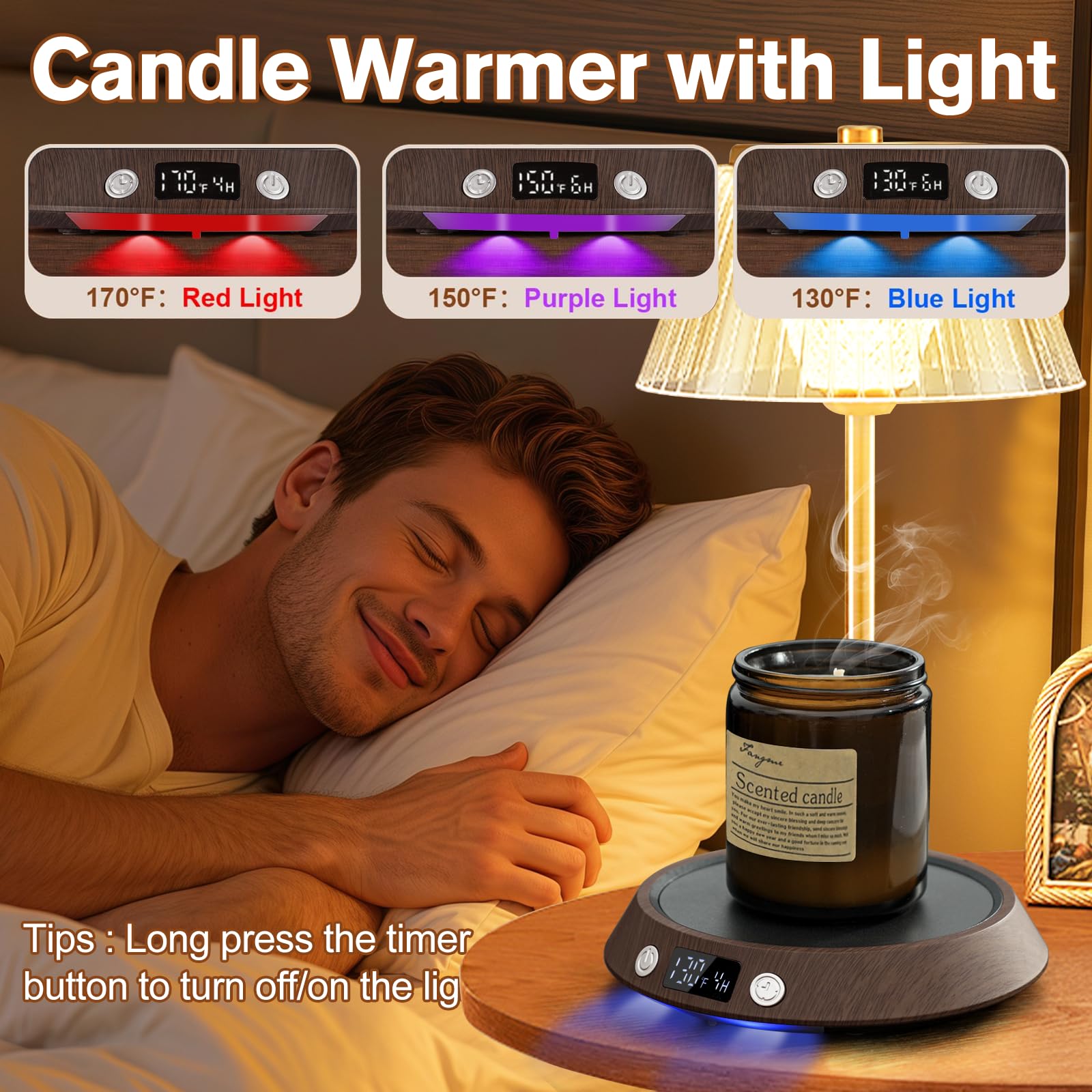 Kepwam Coffee Mug Warmer - 55W Fast Heating Coffee Warmer, 3 Temperature Settings up to 170? with LED Lights, 2-9H Timer & Auto