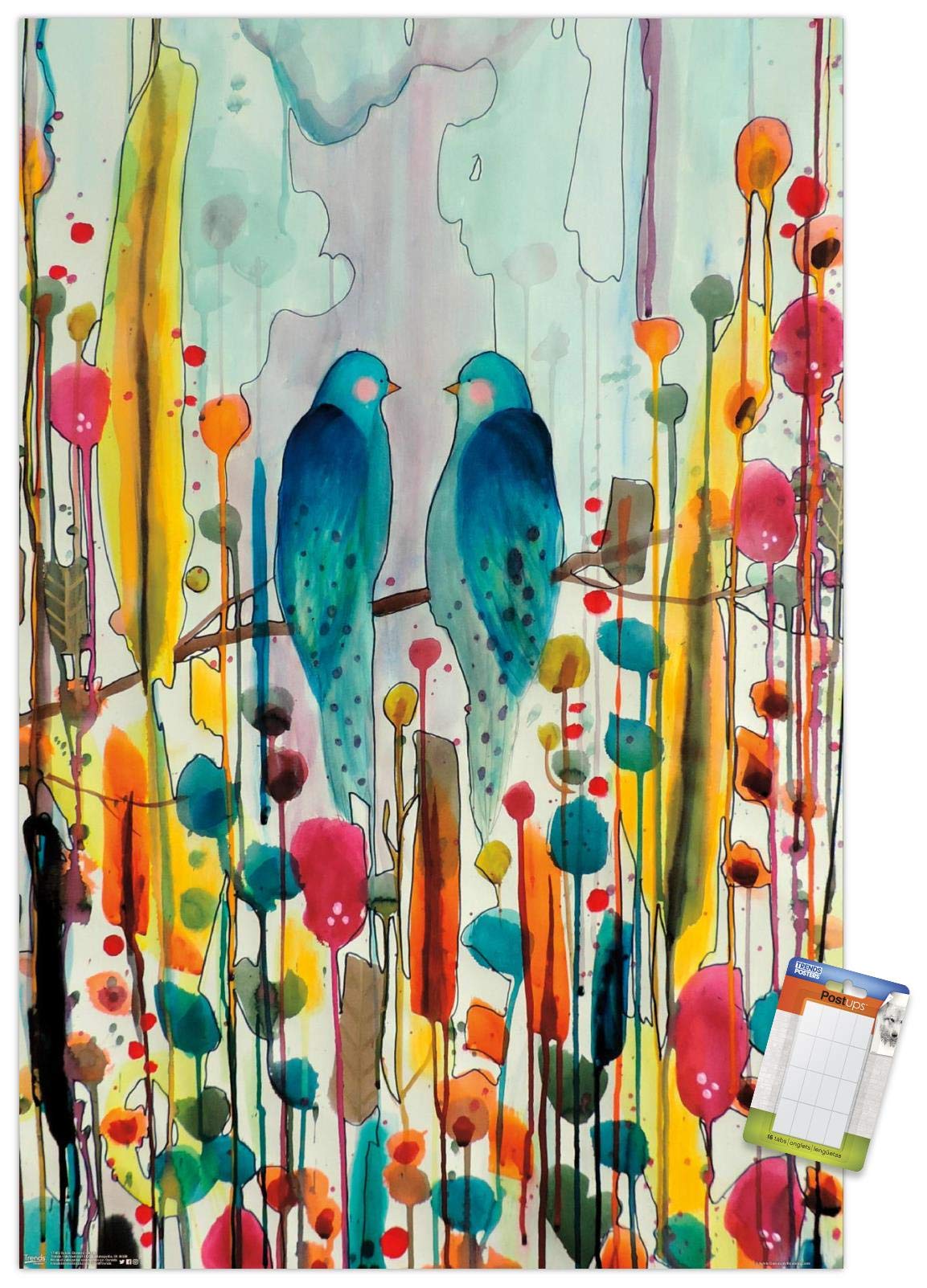 Trends International Sylvie Demers - Birds Wall Poster, 22.375'' X 34'', Poster & Mount Bundle