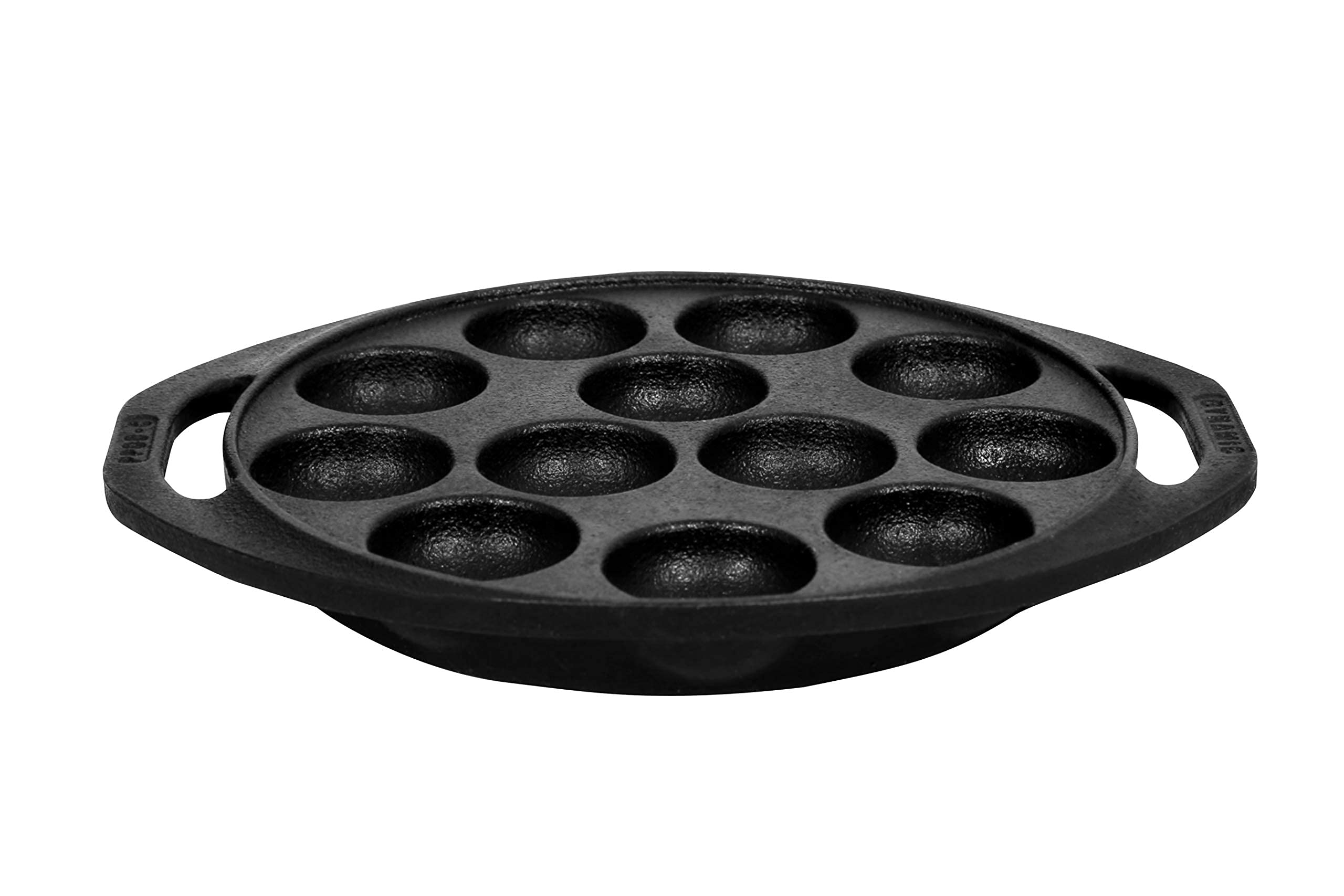 Dynamic Cookwares Pre-Seasoned Mini Paniyaram Pan | 8 Inch/20.9 Cm/12 Cavity | Naturally Nonstick Appe/Paddu Pan 12 Pit | 100% P