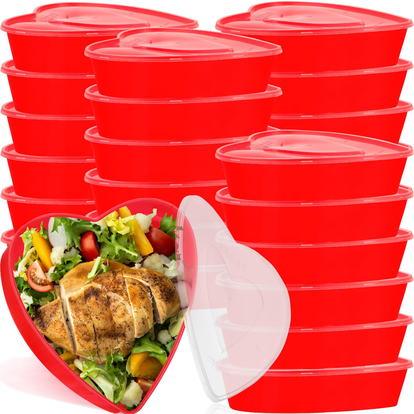 Hushee 24 Pcs Mothers Day Mom Gift Heart Containers Plastic Food Storage Containers with Lids Heart Shaped Box Disposable Desse