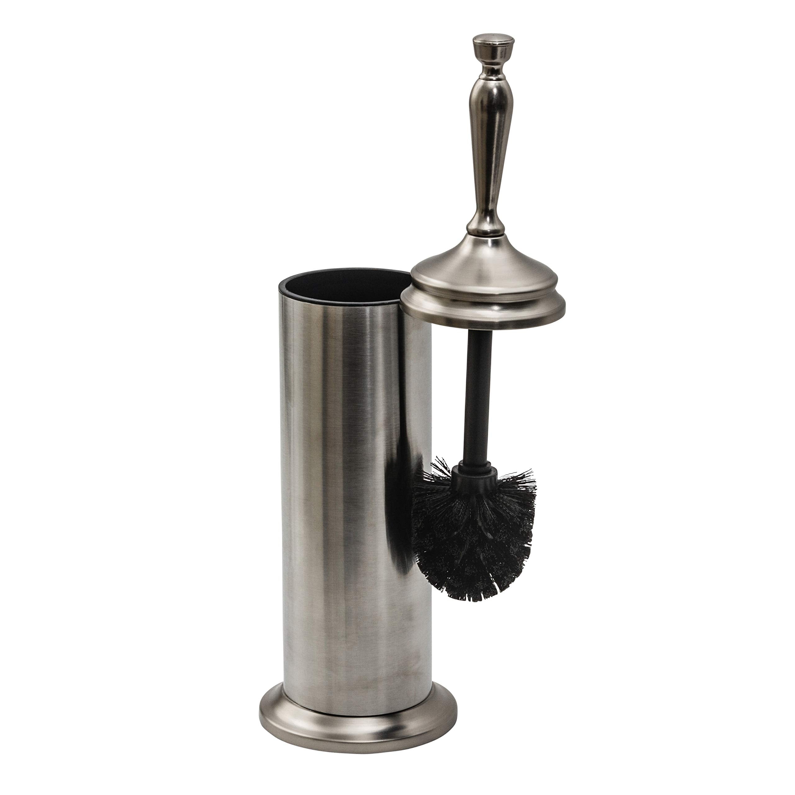 Splash Home Adora Stainless Steel Toilet Brush With Holder, Bowl Scrubber With Durable Cleaning Bristles, Hidden Brush With Spla