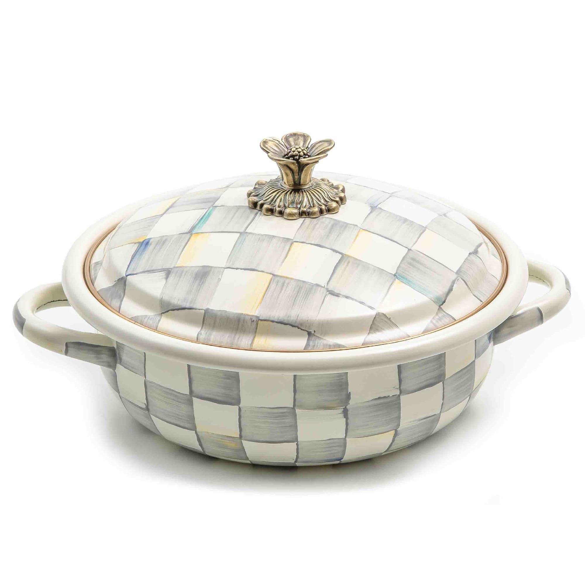 MACKENZIECHILDS Casserbole, Medium, GrayandWhite Sterling Check
