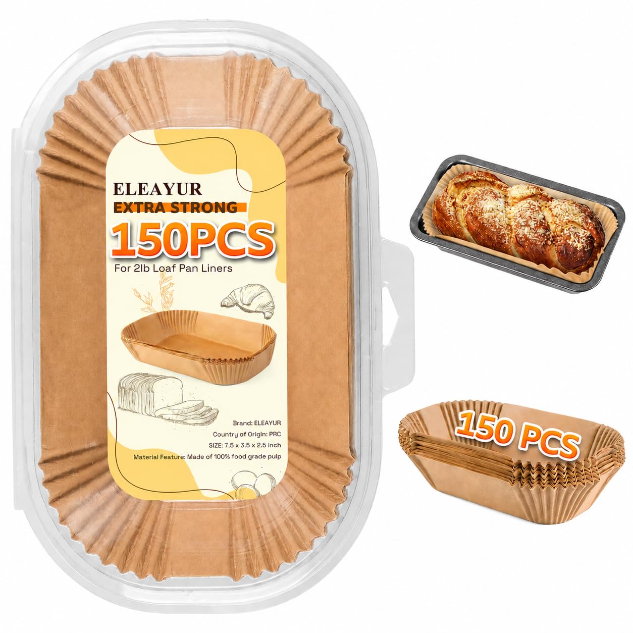 Loaf Pan Liners, 150PCS Bread Pan Liners 9x5 Inch, NonStick Loaf Pan Parchment Liners for Baking Bread, Pre Formed Parchment Pa