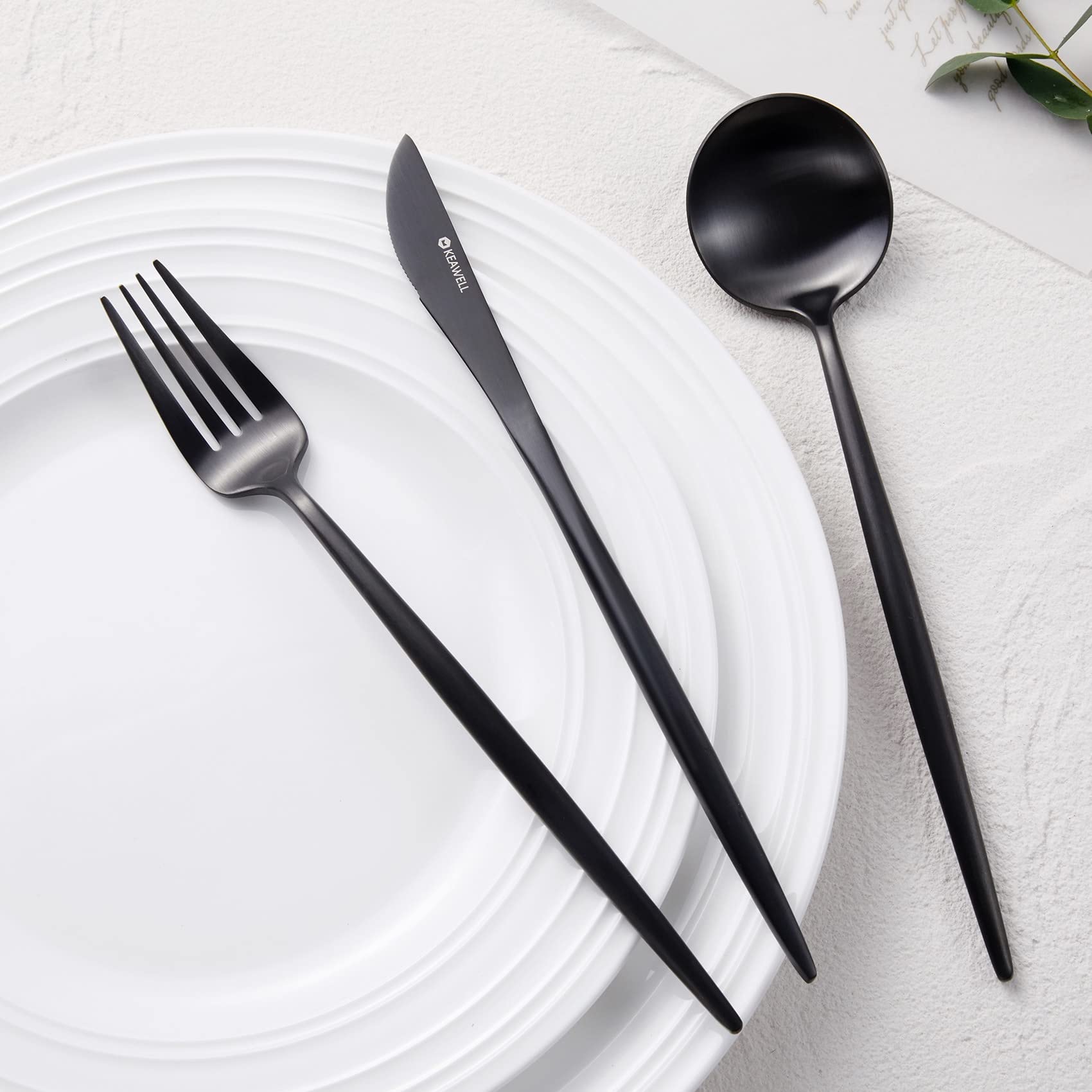 Keawell Mia 20-Piece Fine Flatware Set, 18/10 Stainless Steel, Service For 4, Sleek And Modern Silverware Set. Gift Box. (Matte