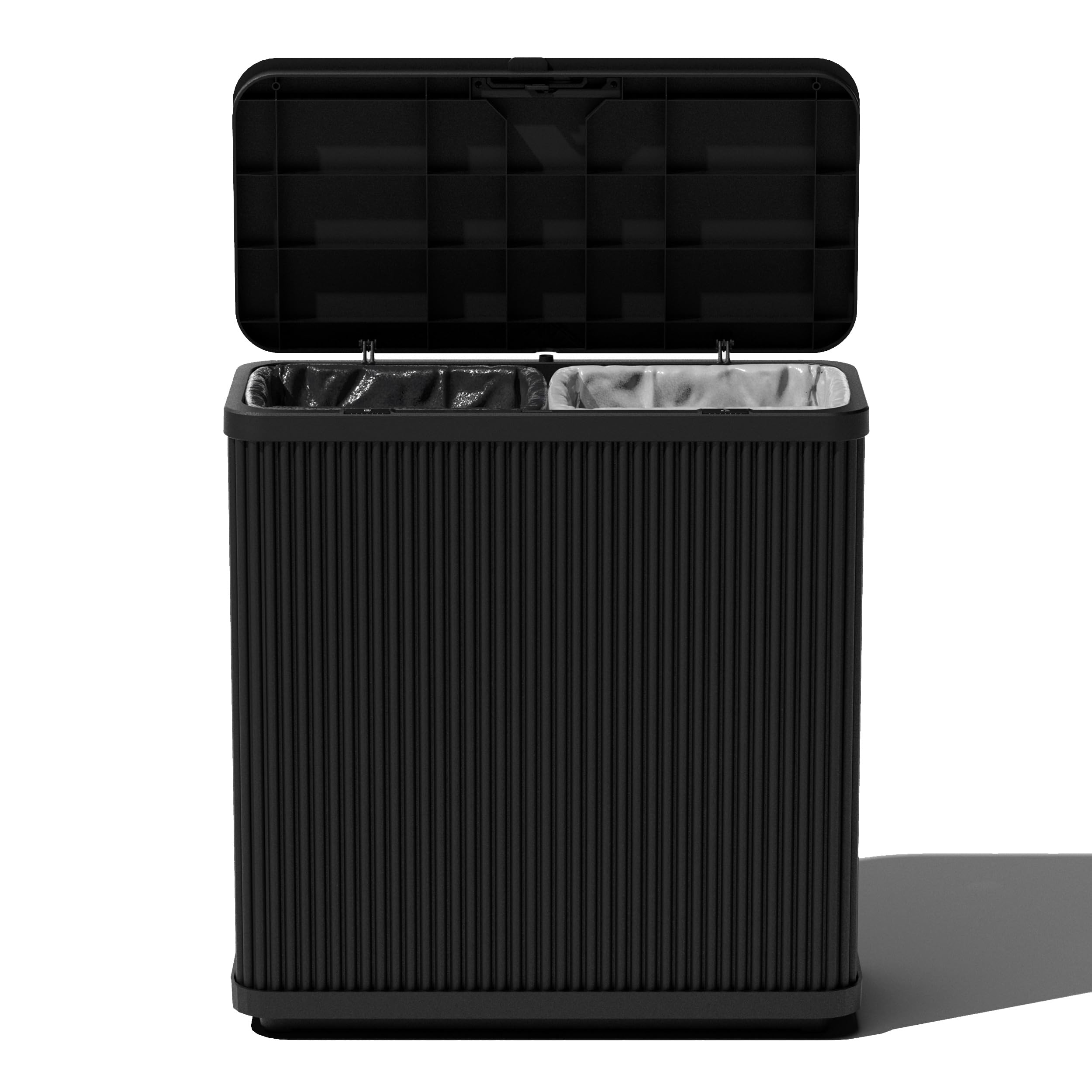Veradek Tambour Series Outdoor Trash Can with Lid - All-Weather Waste Bin for Patio, Pool, BBQs & Parties | Durable Dual Bag Sys