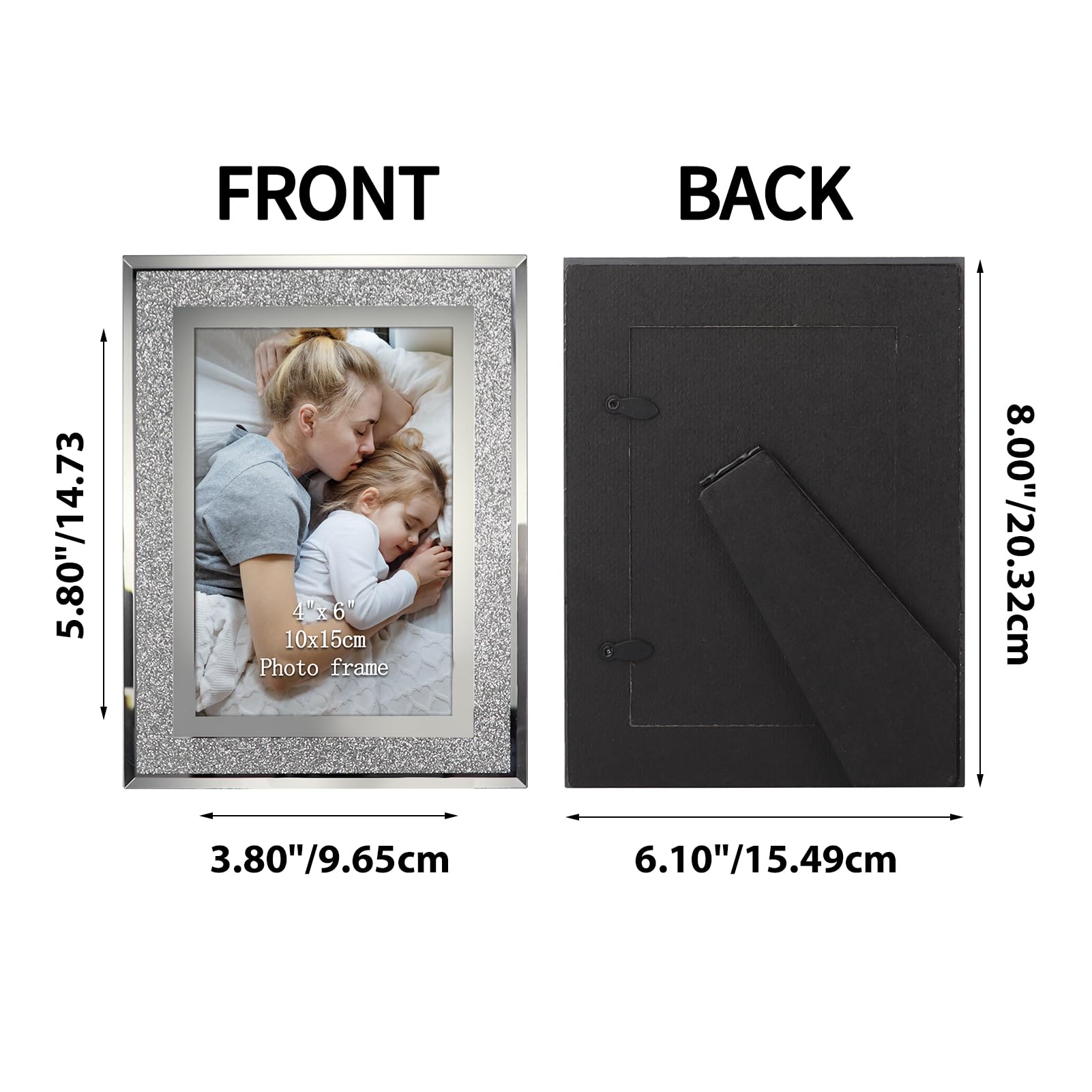 HORLIMER 12 Pack 4x6 Picture Frame, Sparkle Glass Photo Frames 4 by 6 for Tabletop, Horizontally or Vertically