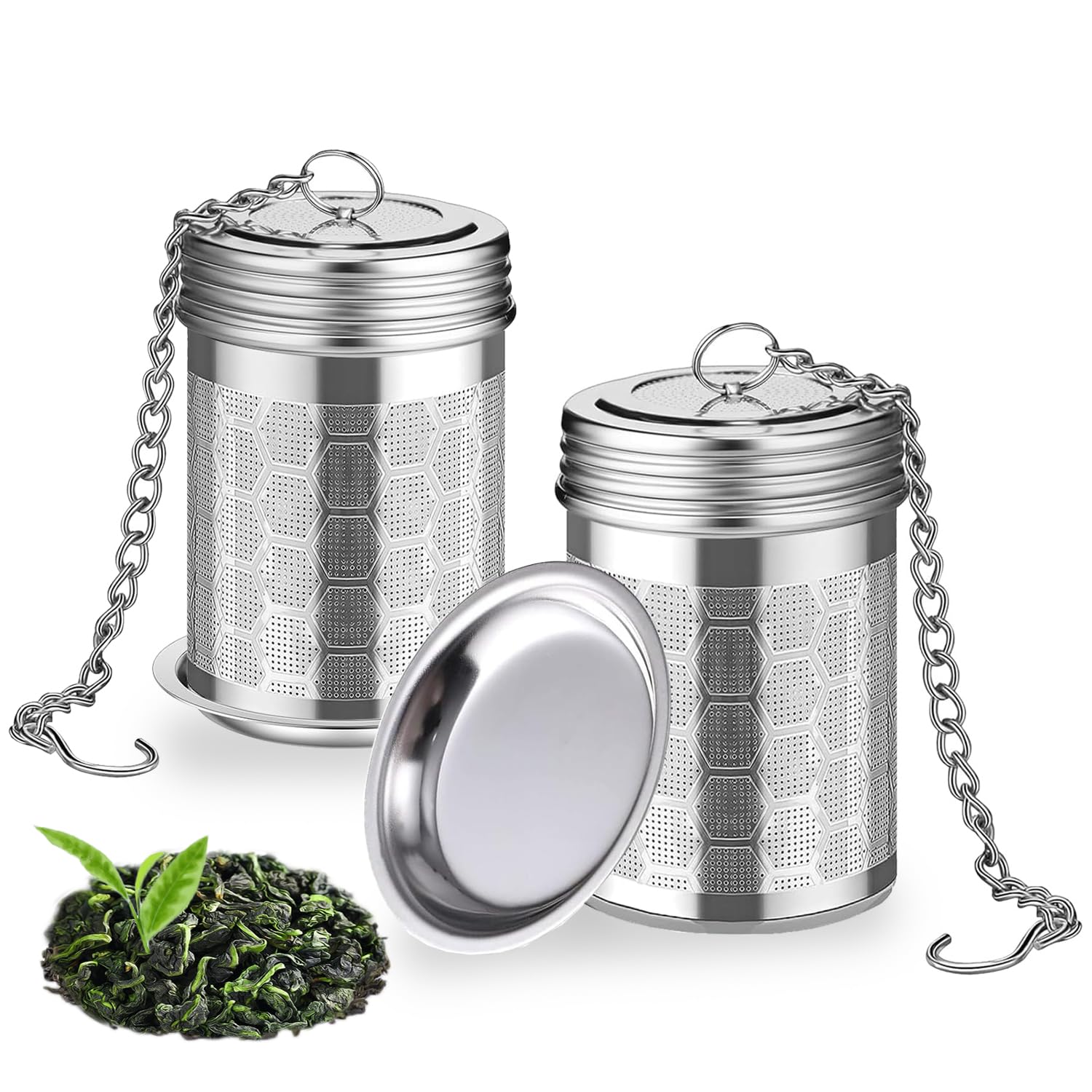 2 Pack Tea Infuser For Loose Tea, Extra Fine Mesh Tea Strainers With Drip Trays, 304 Stainless Steel Tea Diffuser Filter, Tea St