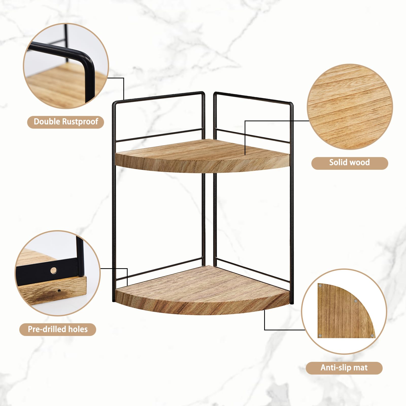 Bstsll 2 Pack Bathroom Counter Organizer, 2 Tier Corner Bathroom Counter Organizer Wooden Vanity Organizer For Bathroom Organize